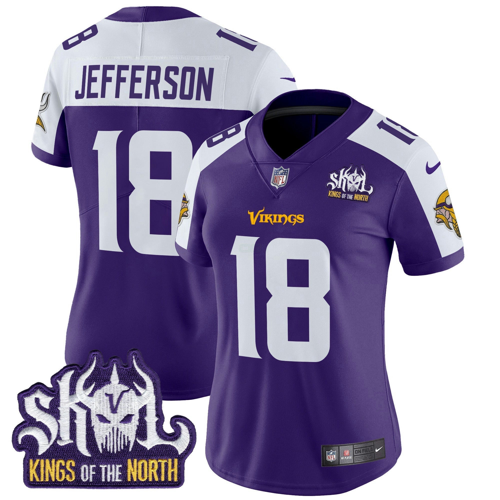 Camisa NFL Women’s Minnesota Kings Of The North Patch Vapor Limited Jersey