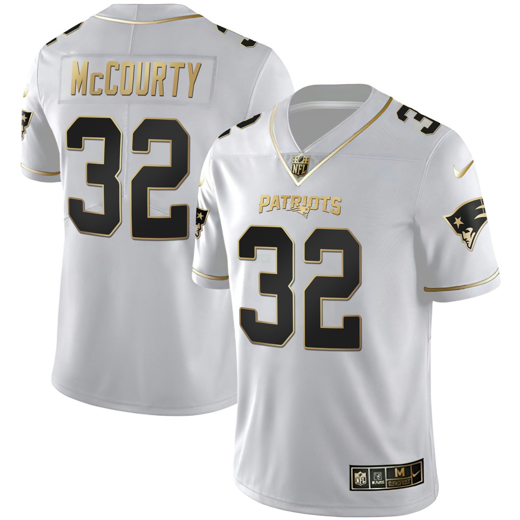Camisa NFL Women’s New England Branca Dourada & Preta Dourada Jersey