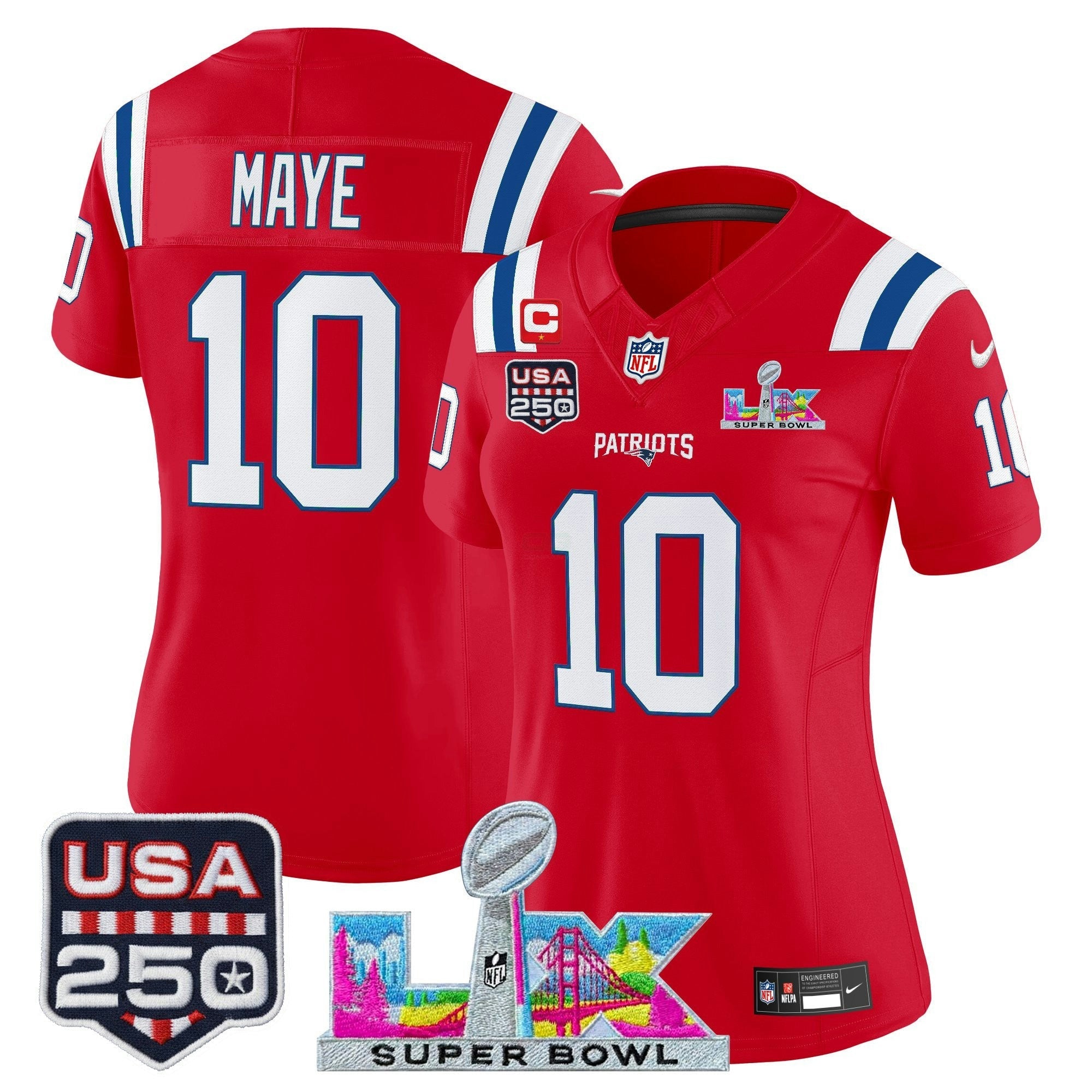 Camisa NFL Women’s New England “Super Bowl LX & United States 250th Anniversary Patch” Vapor Limited Jersey