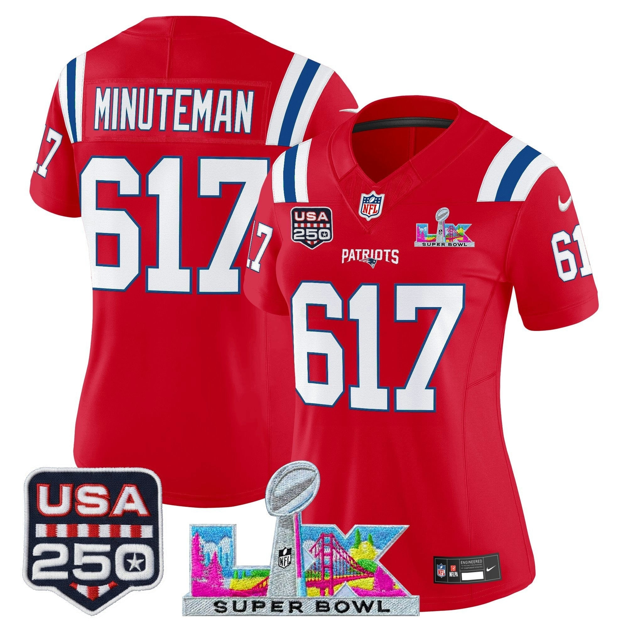 Camisa NFL Women’s New England “Super Bowl LX & United States 250th Anniversary Patch” Vapor Limited Jersey