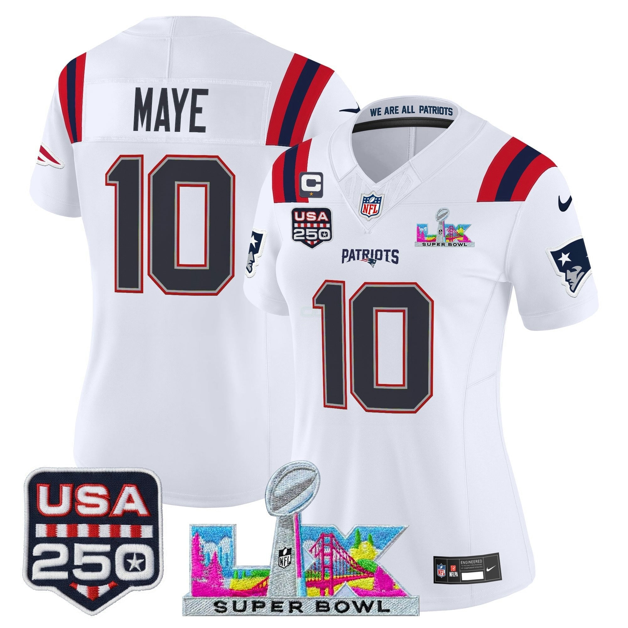 Camisa NFL Women’s New England “Super Bowl LX & United States 250th Anniversary Patch” Vapor Limited Jersey