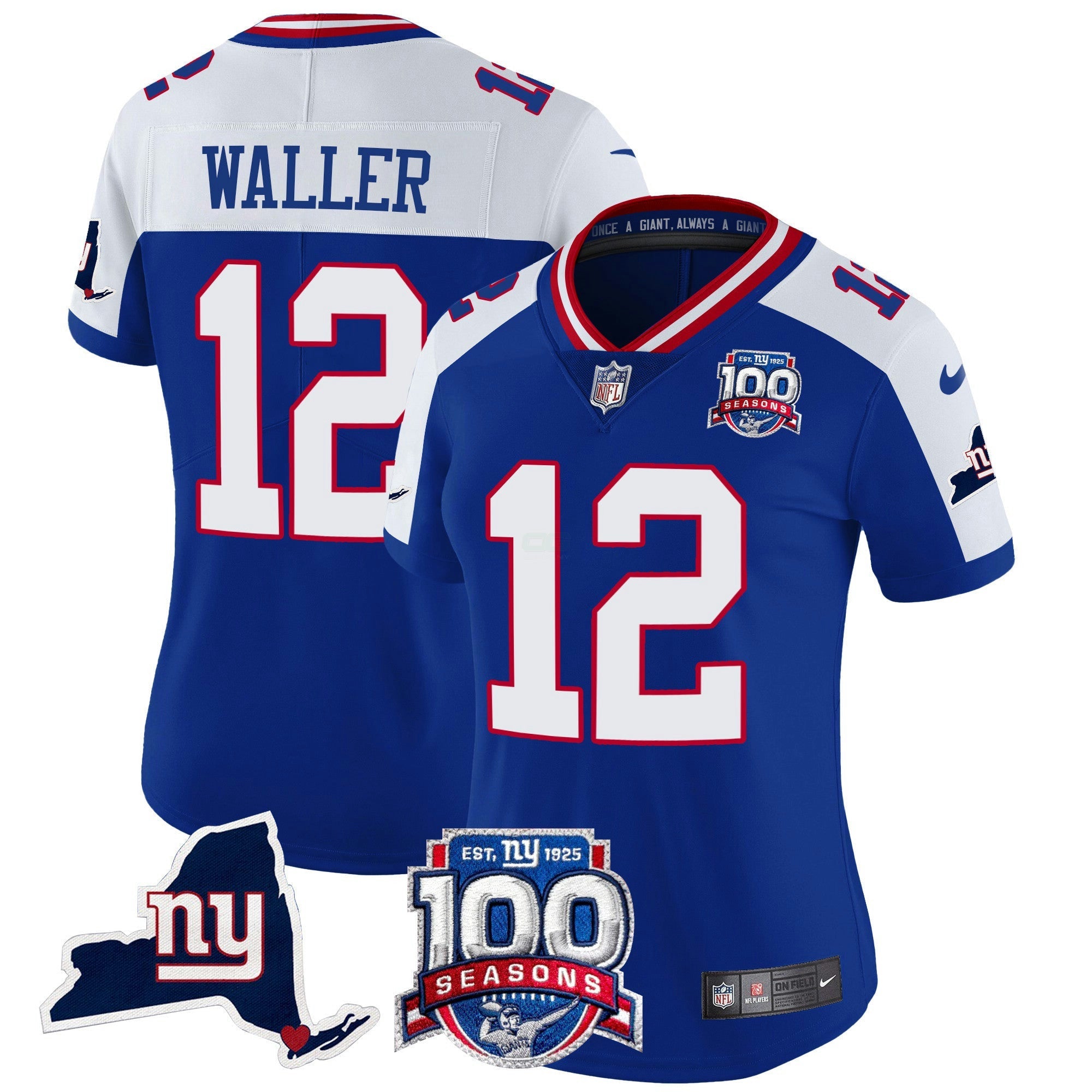 Camisa NFL Women’s New York 100th Season & State Patch Vapor Limited Jersey