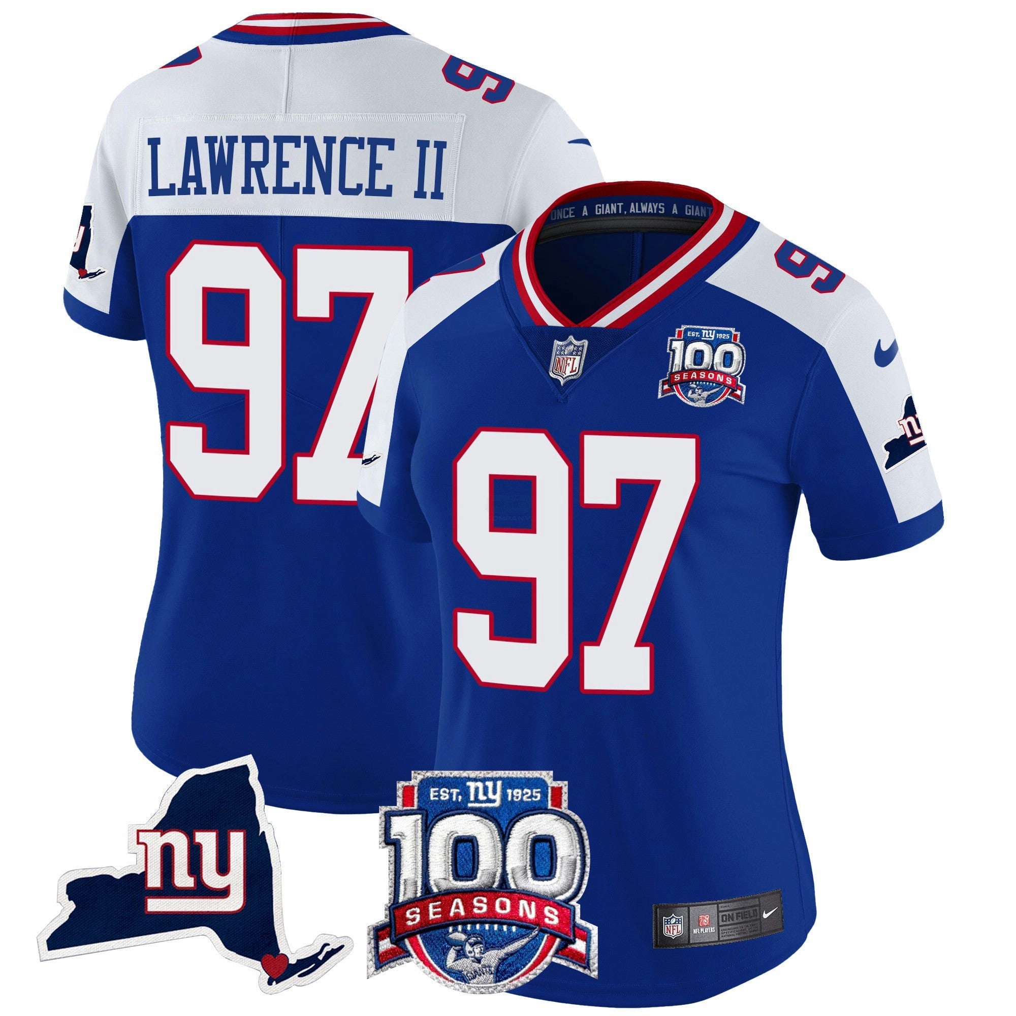 Camisa NFL Women’s New York 100th Season & State Patch Vapor Limited Jersey
