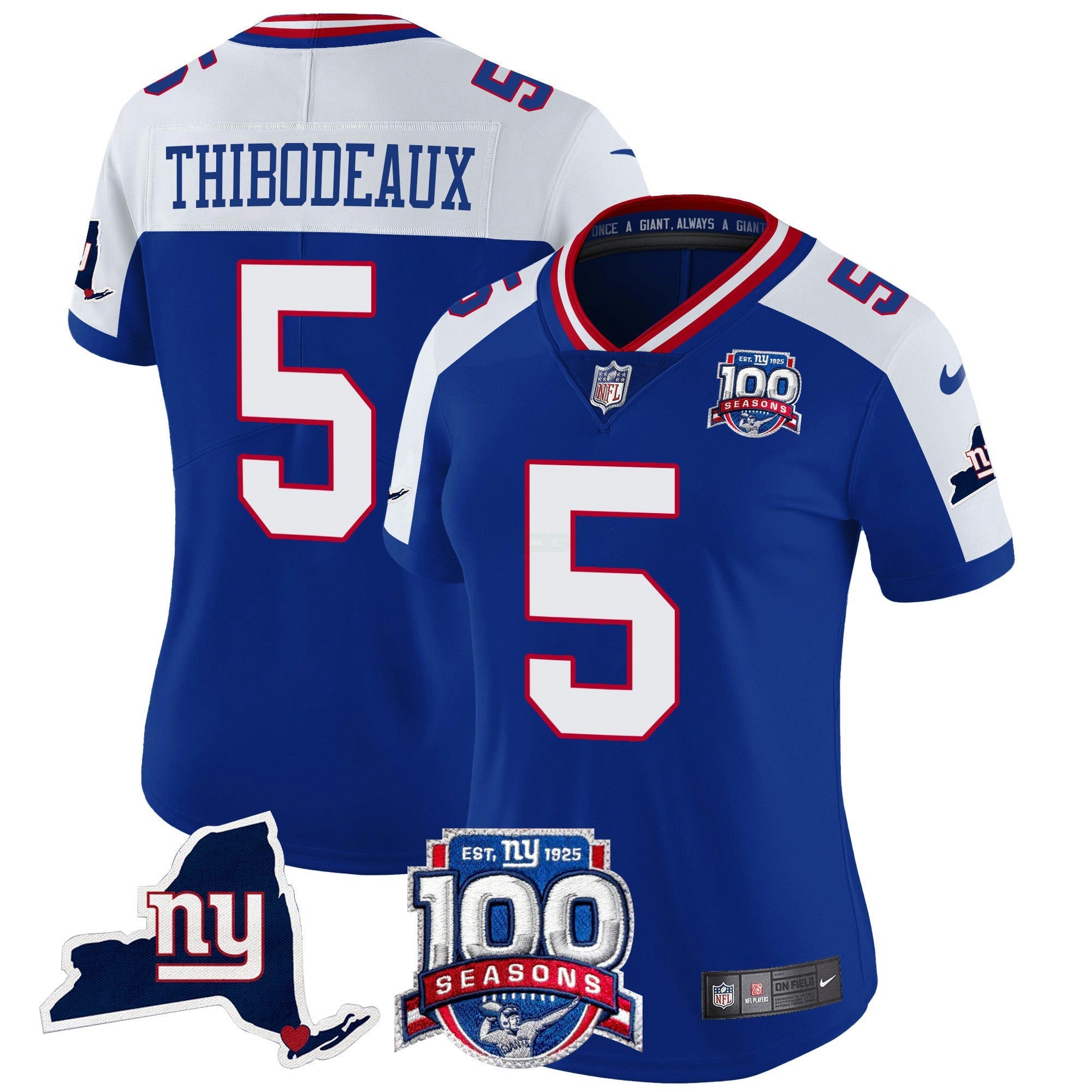 Camisa NFL Women’s New York 100th Season & State Patch Vapor Limited Jersey
