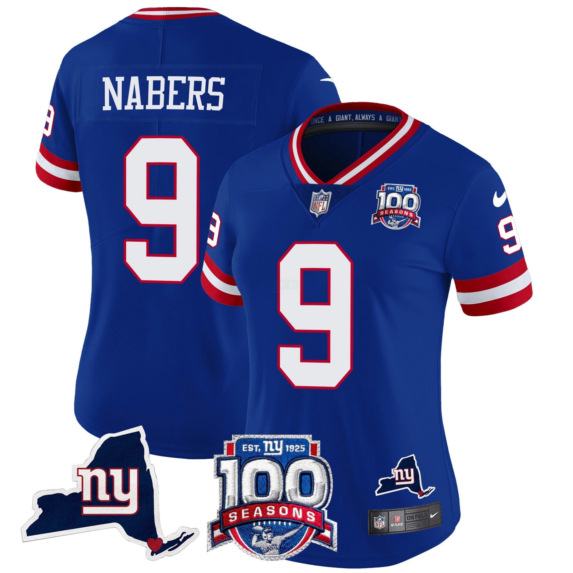 Camisa NFL Women’s New York 100th Season & State Patch Vapor Limited Jersey