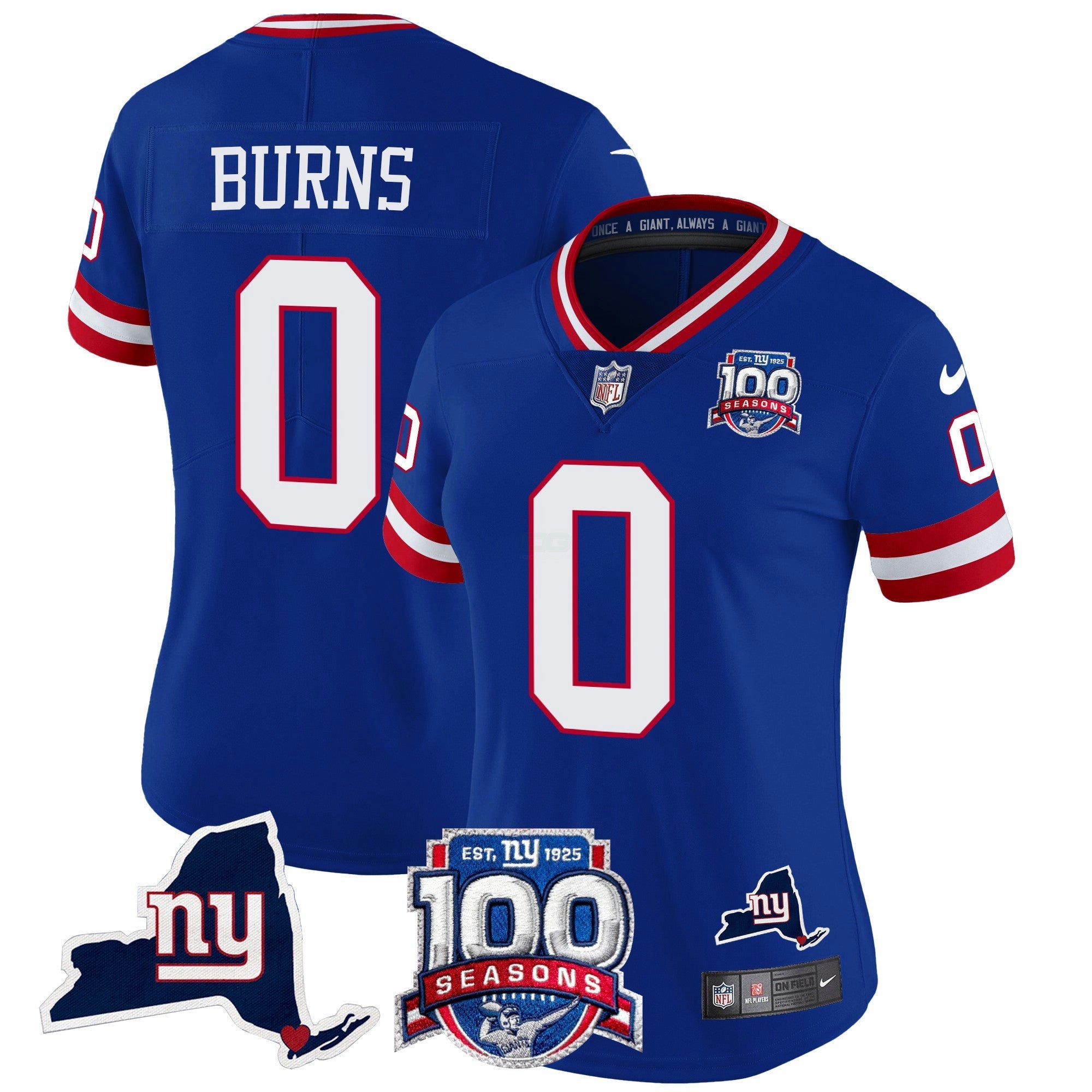 Camisa NFL Women’s New York 100th Season & State Patch Vapor Limited Jersey