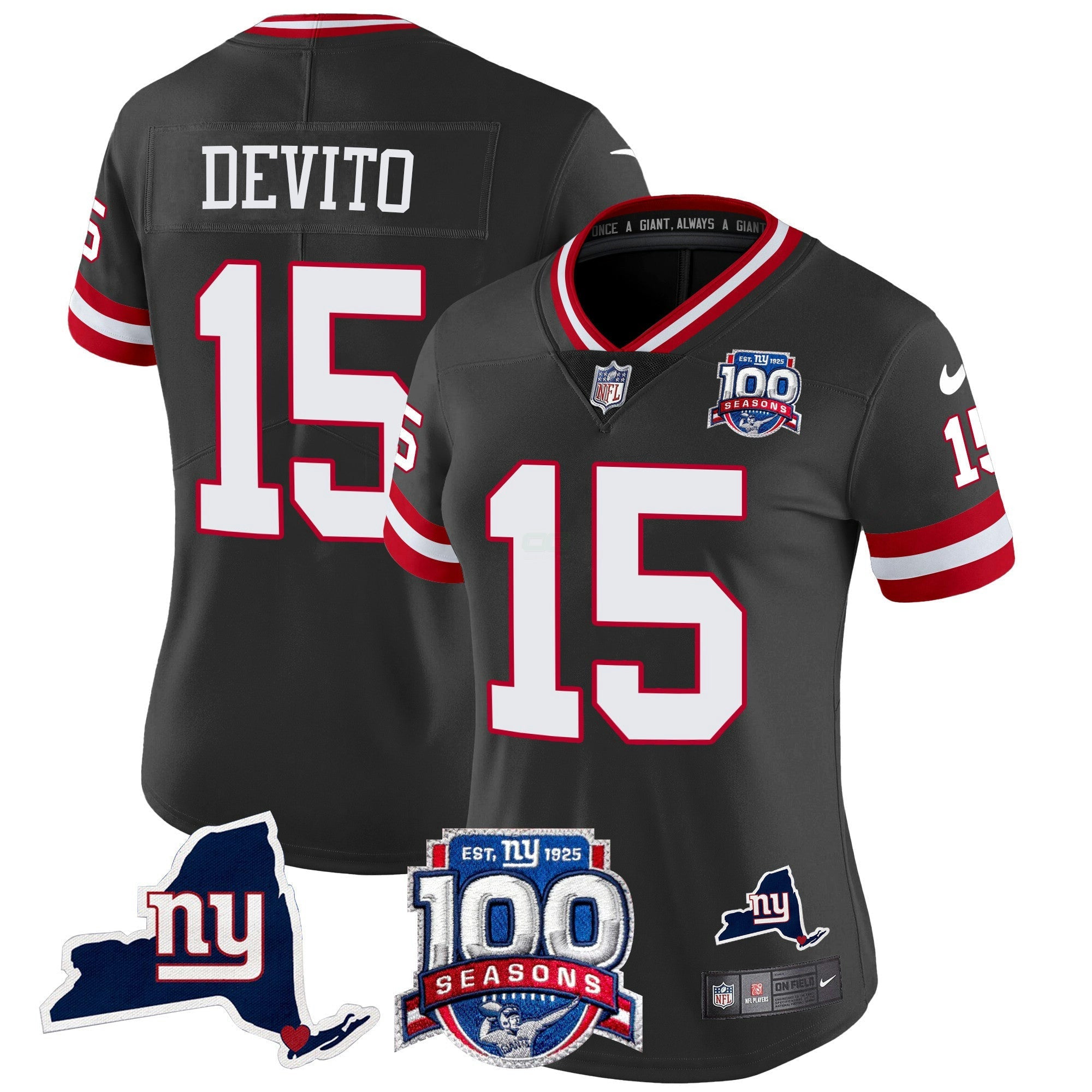 Camisa NFL Women’s New York 100th Season & State Patch Vapor Limited Jersey