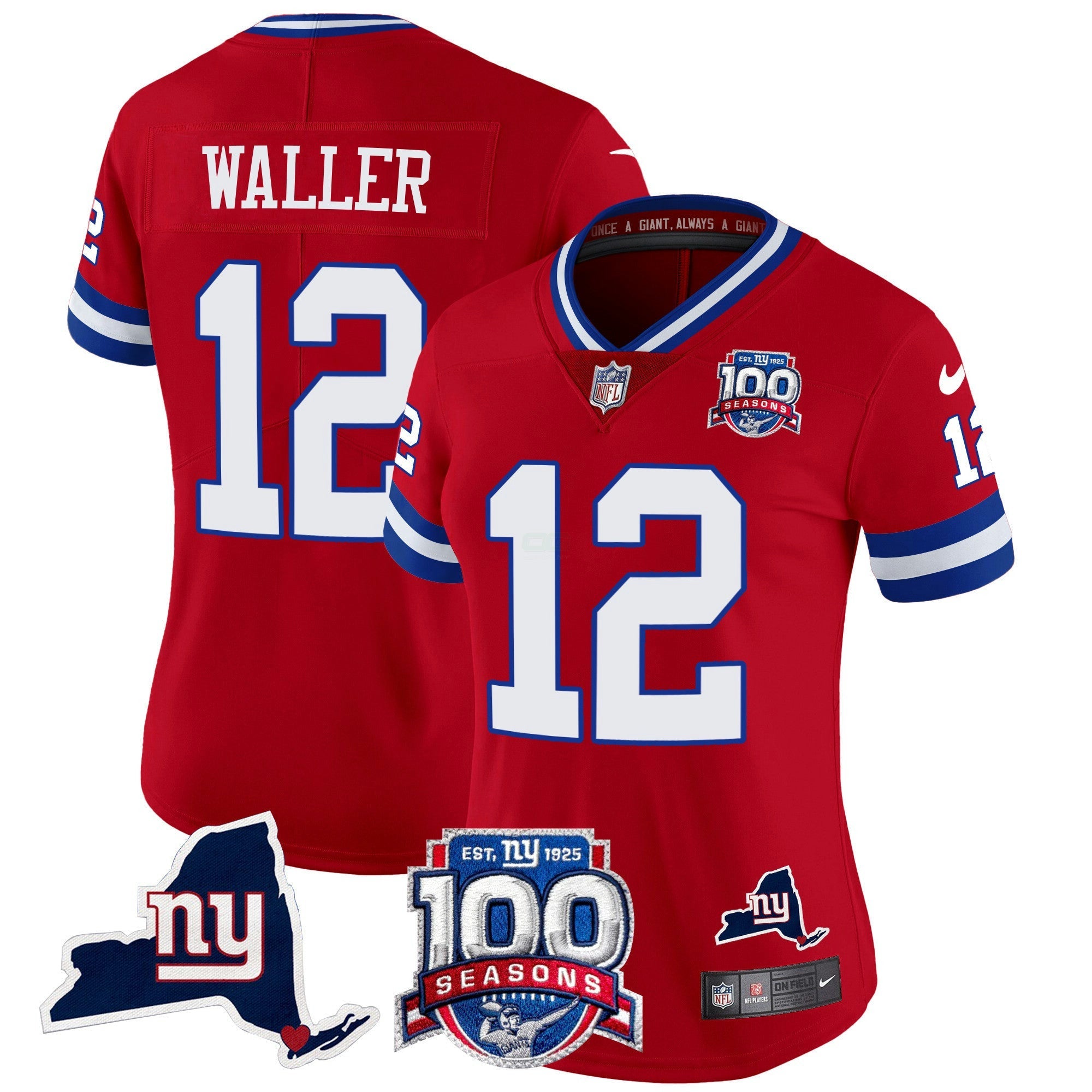 Camisa NFL Women’s New York 100th Season & State Patch Vapor Limited Jersey