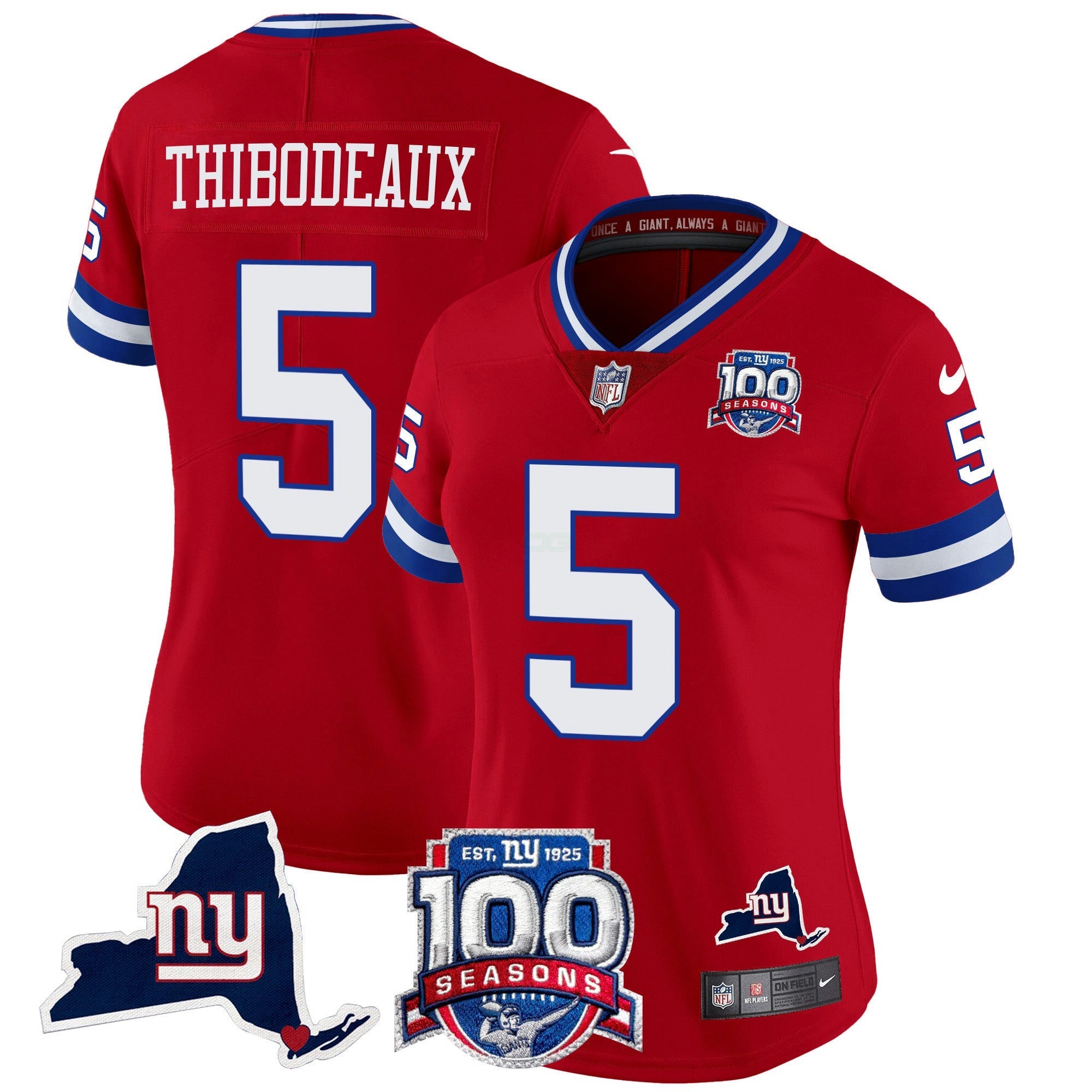 Camisa NFL Women’s New York 100th Season & State Patch Vapor Limited Jersey