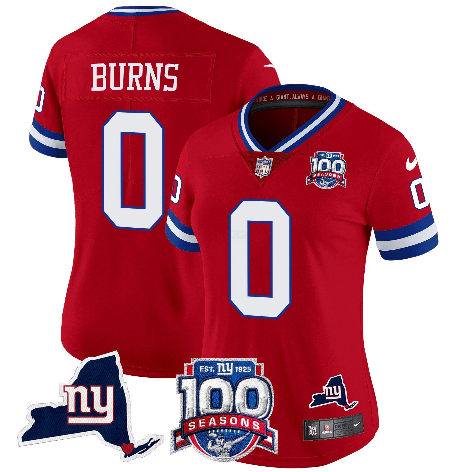 Camisa NFL Women’s New York 100th Season & State Patch Vapor Limited Jersey