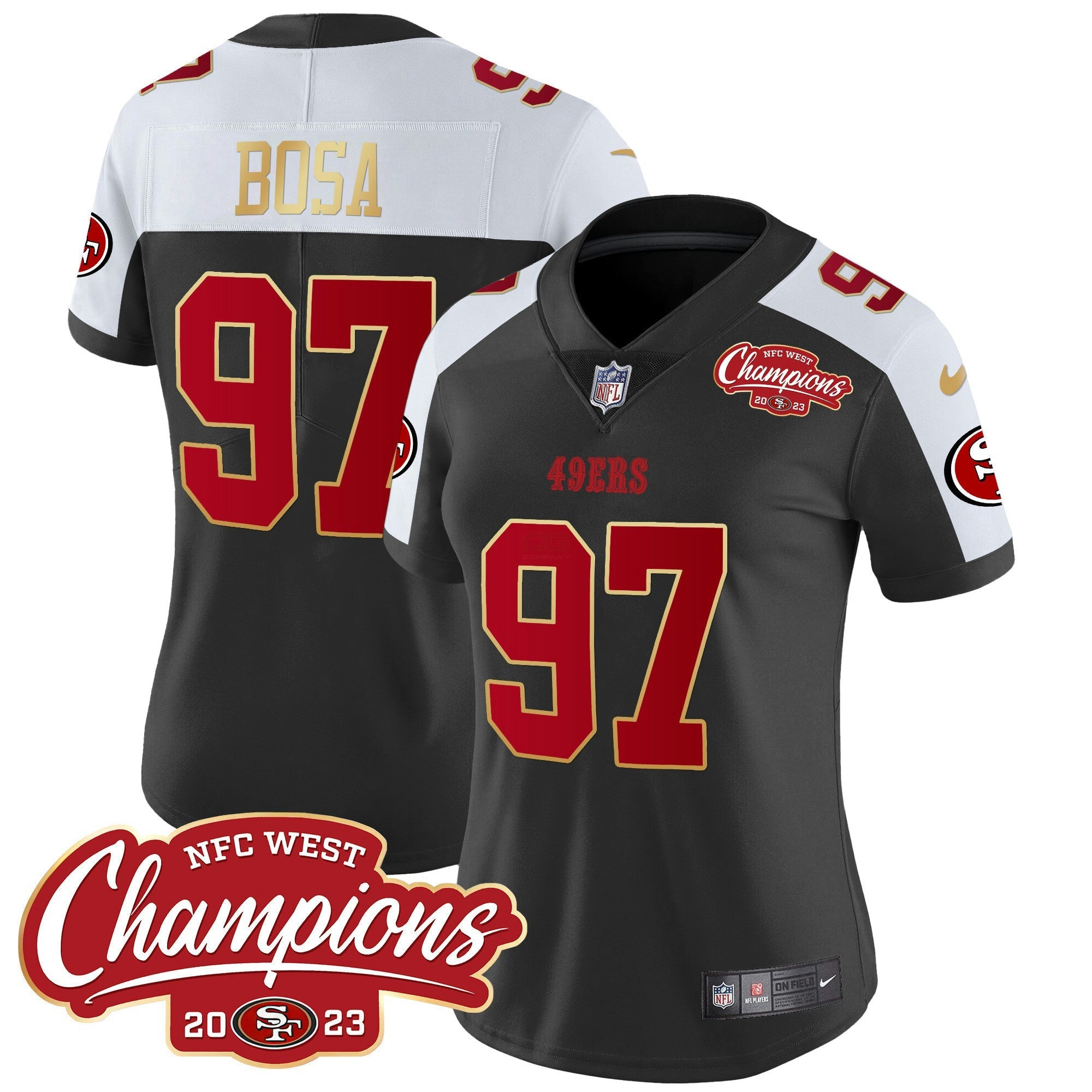 Camisa NFL Women’s NFC West Champions Dourada Trim Vapor Jersey
