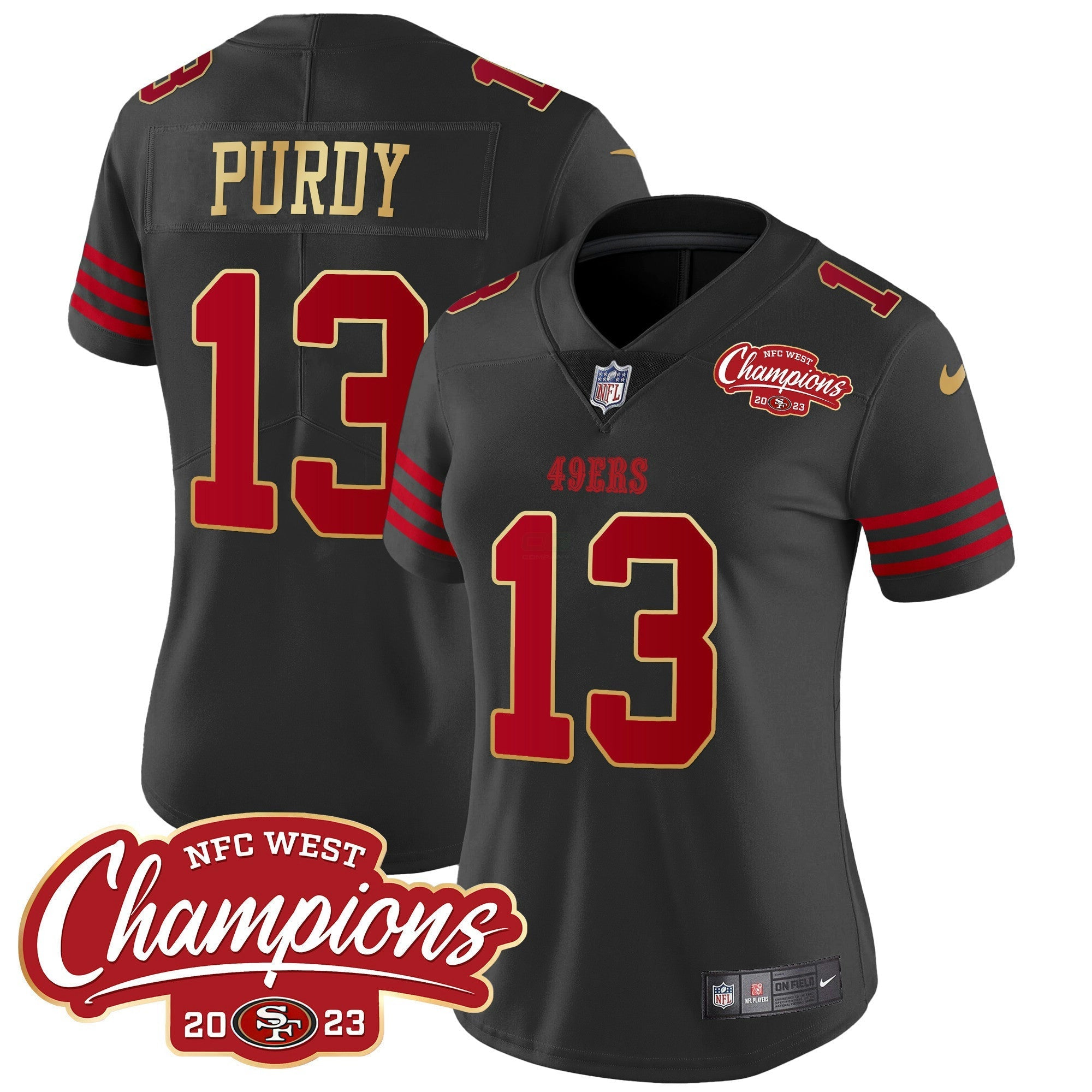 Camisa NFL Women’s NFC West Champions Dourada Trim Vapor Jersey