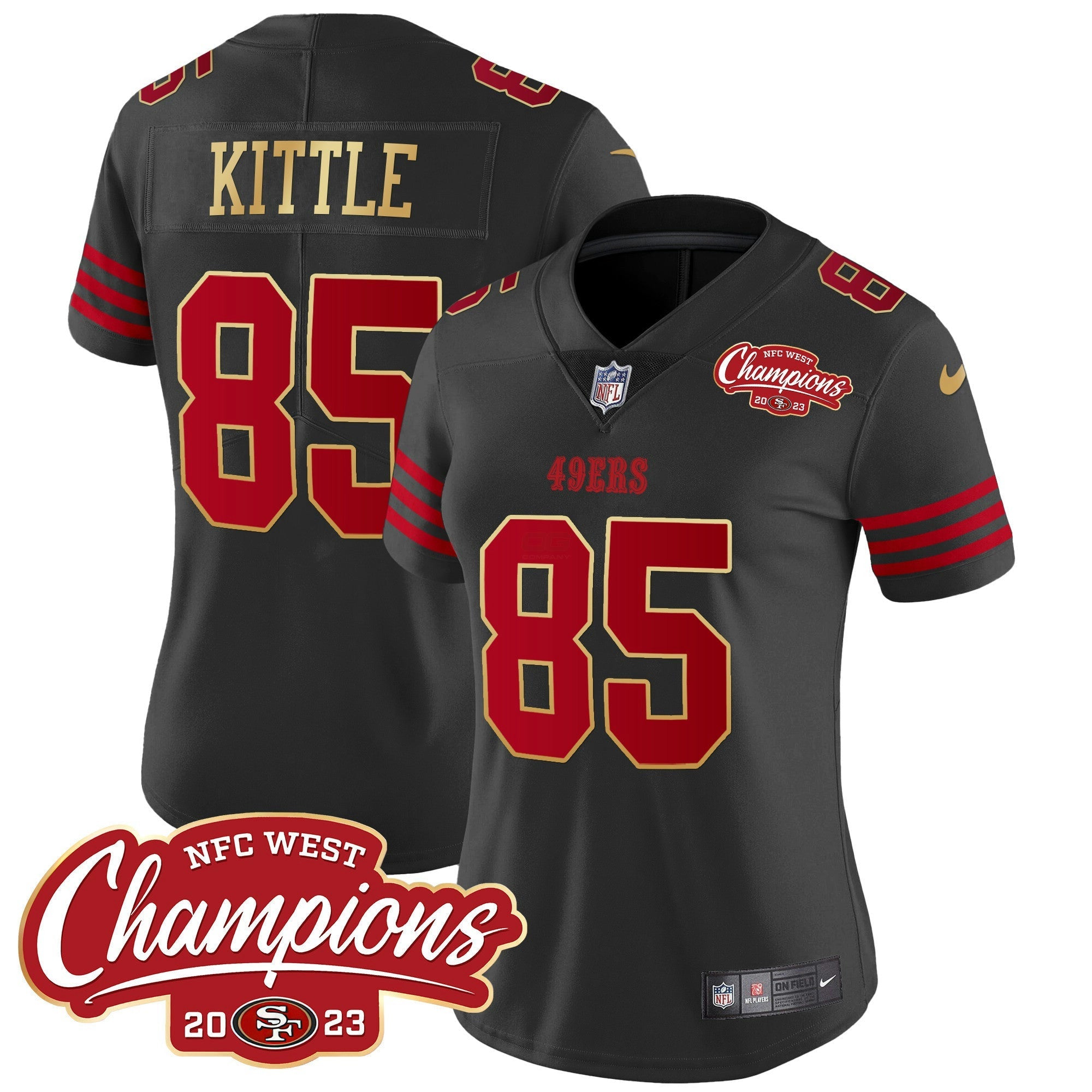 Camisa NFL Women’s NFC West Champions Dourada Trim Vapor Jersey