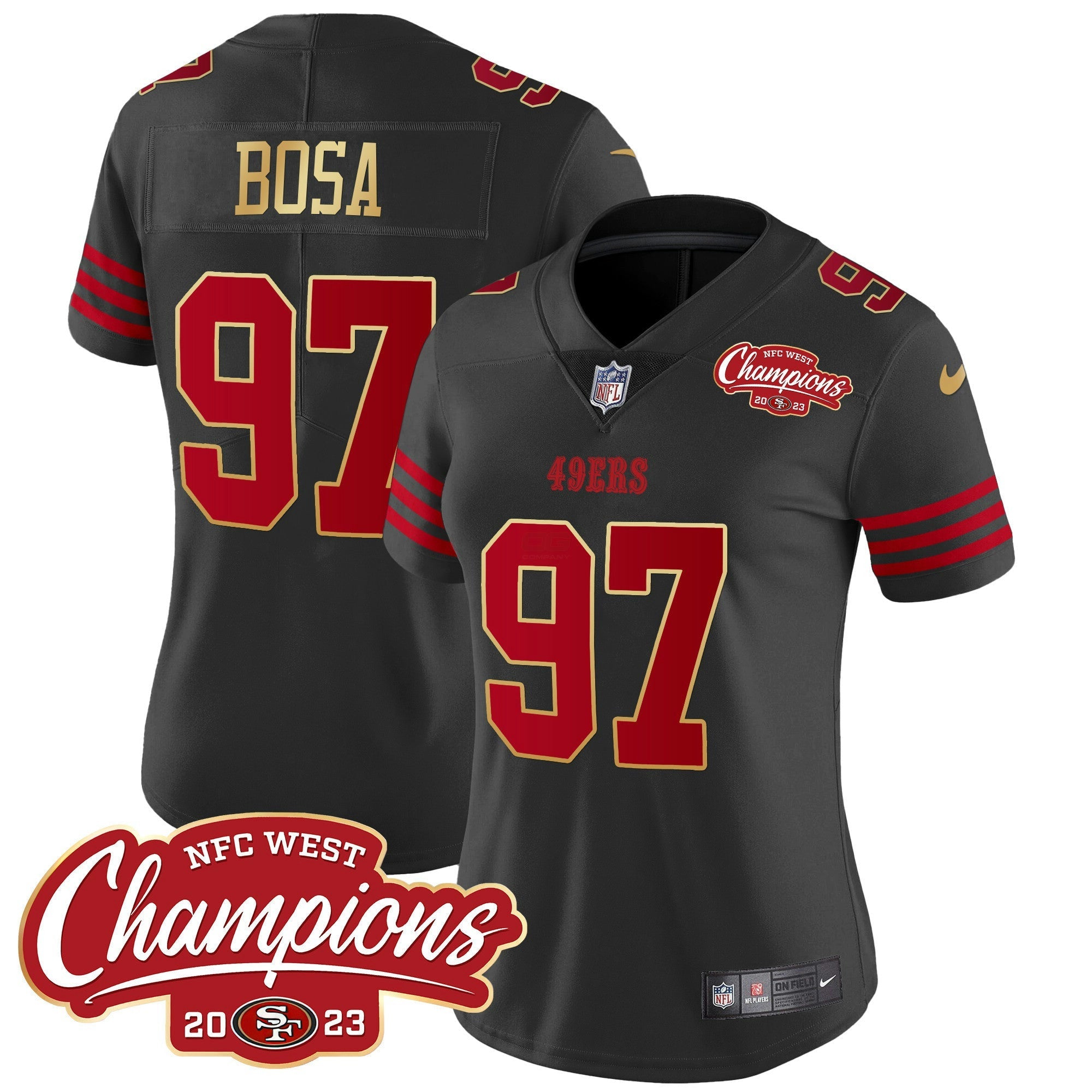 Camisa NFL Women’s NFC West Champions Dourada Trim Vapor Jersey