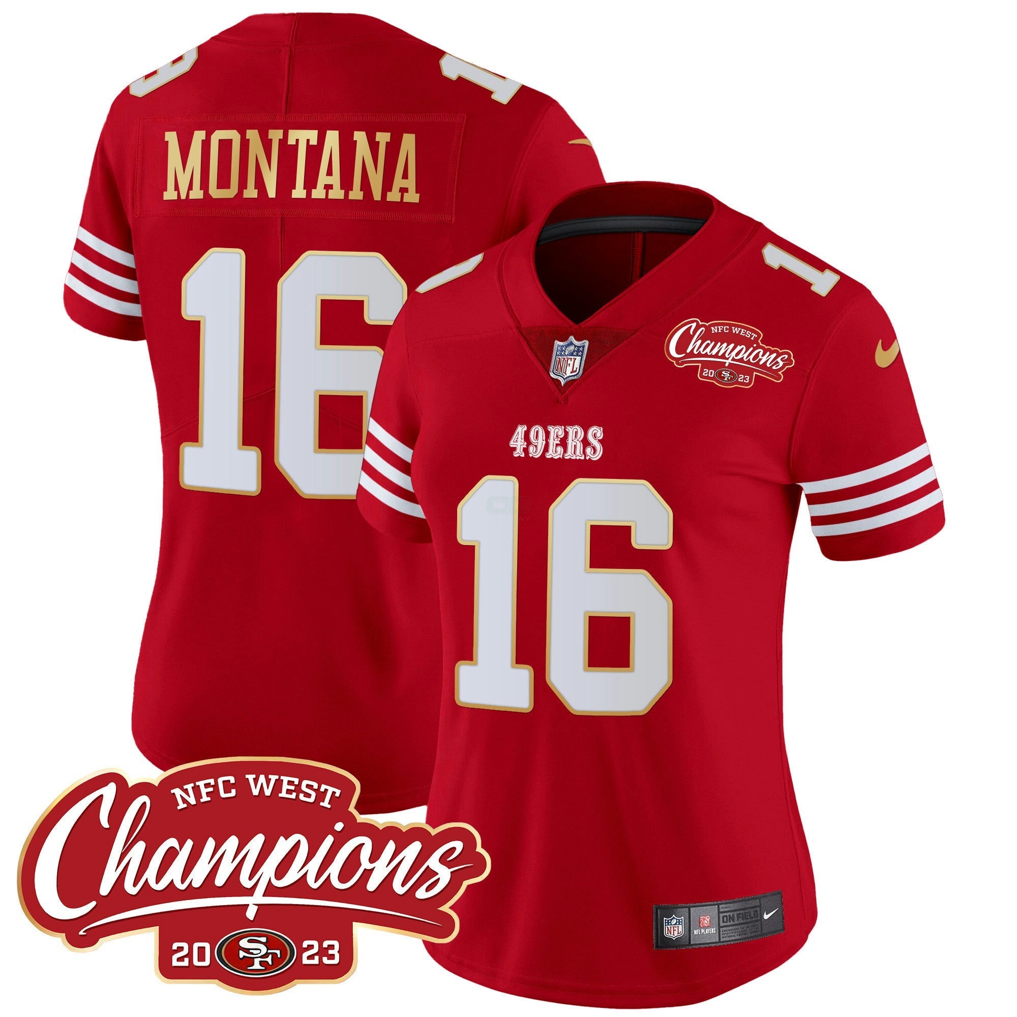 Camisa NFL Women’s NFC West Champions Dourada Trim Vapor Jersey