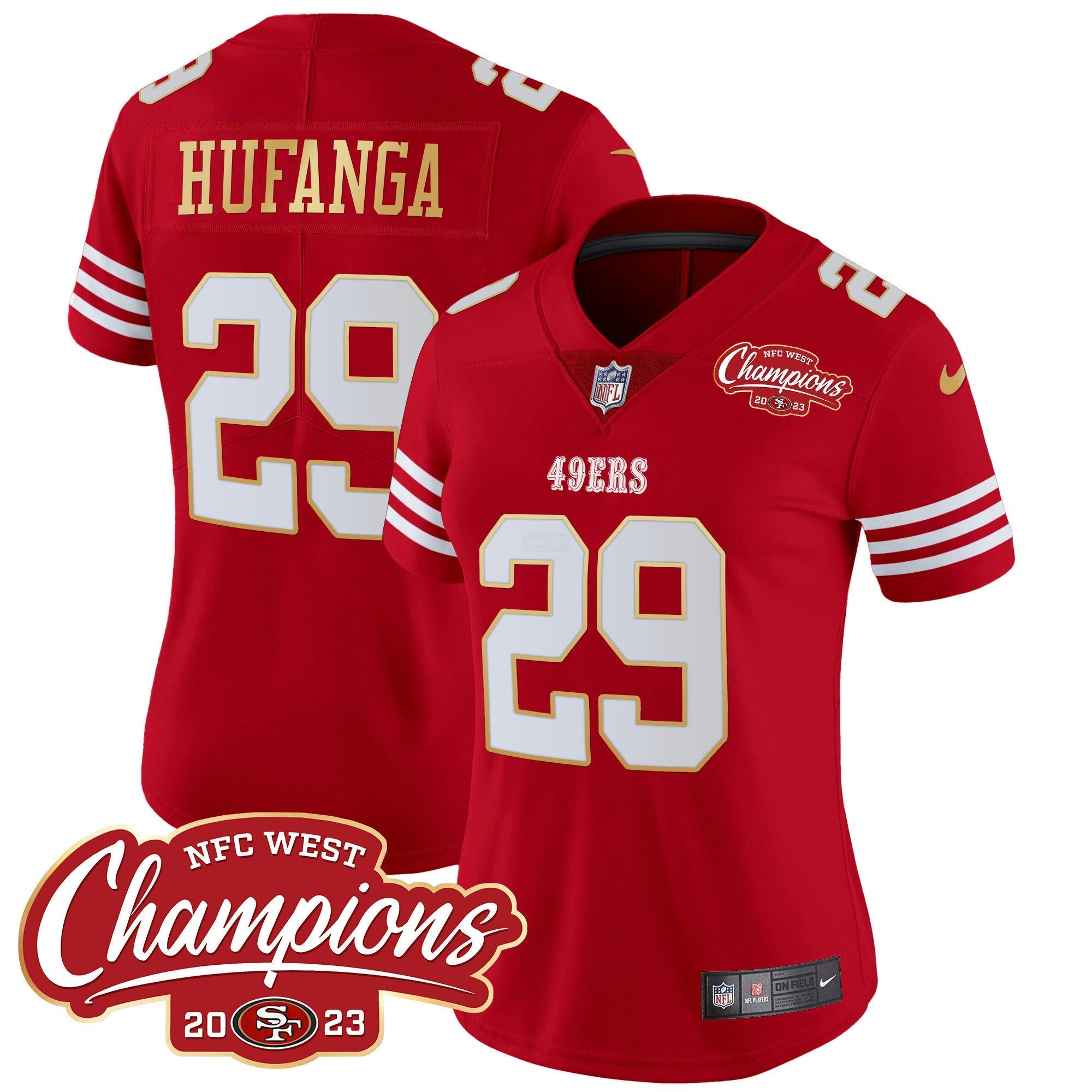 Camisa NFL Women’s NFC West Champions Dourada Trim Vapor Jersey