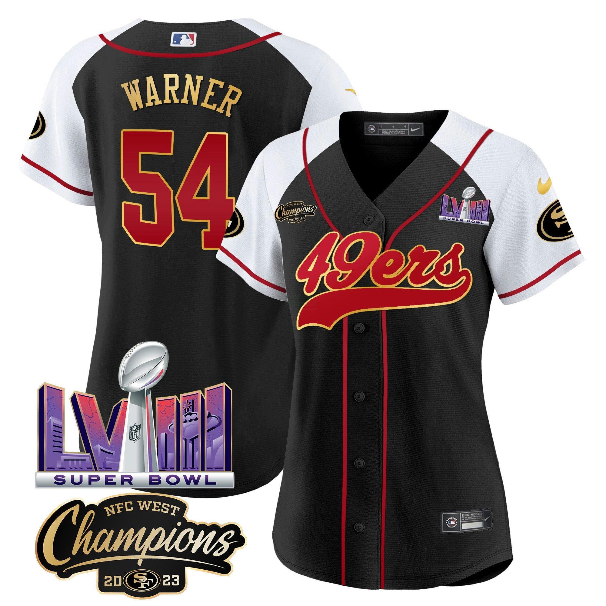 Camisa NFL Women’s NFC West Champions & Super Bowl LVIII Patch Jersey