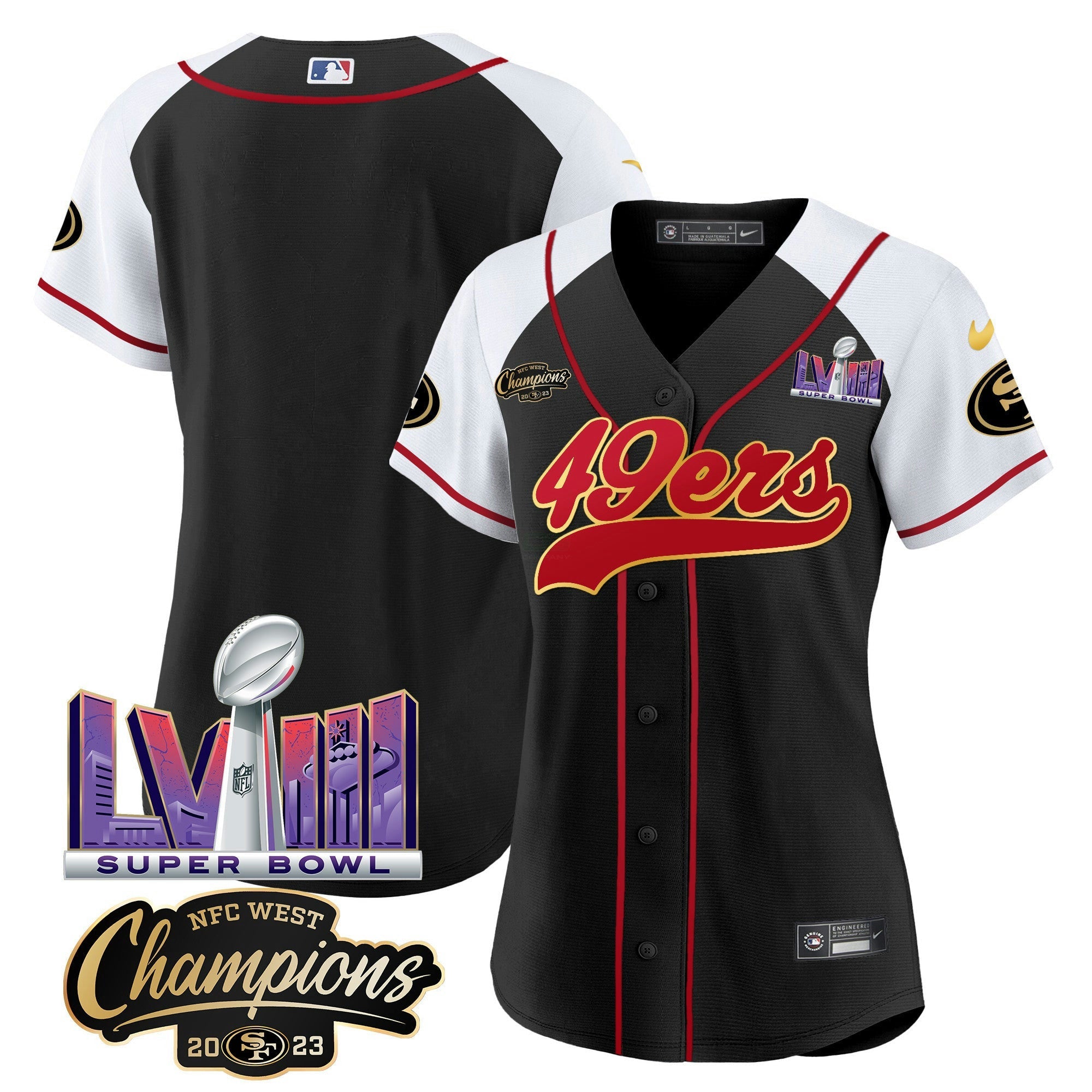 Camisa NFL Women’s NFC West Champions & Super Bowl LVIII Patch Jersey