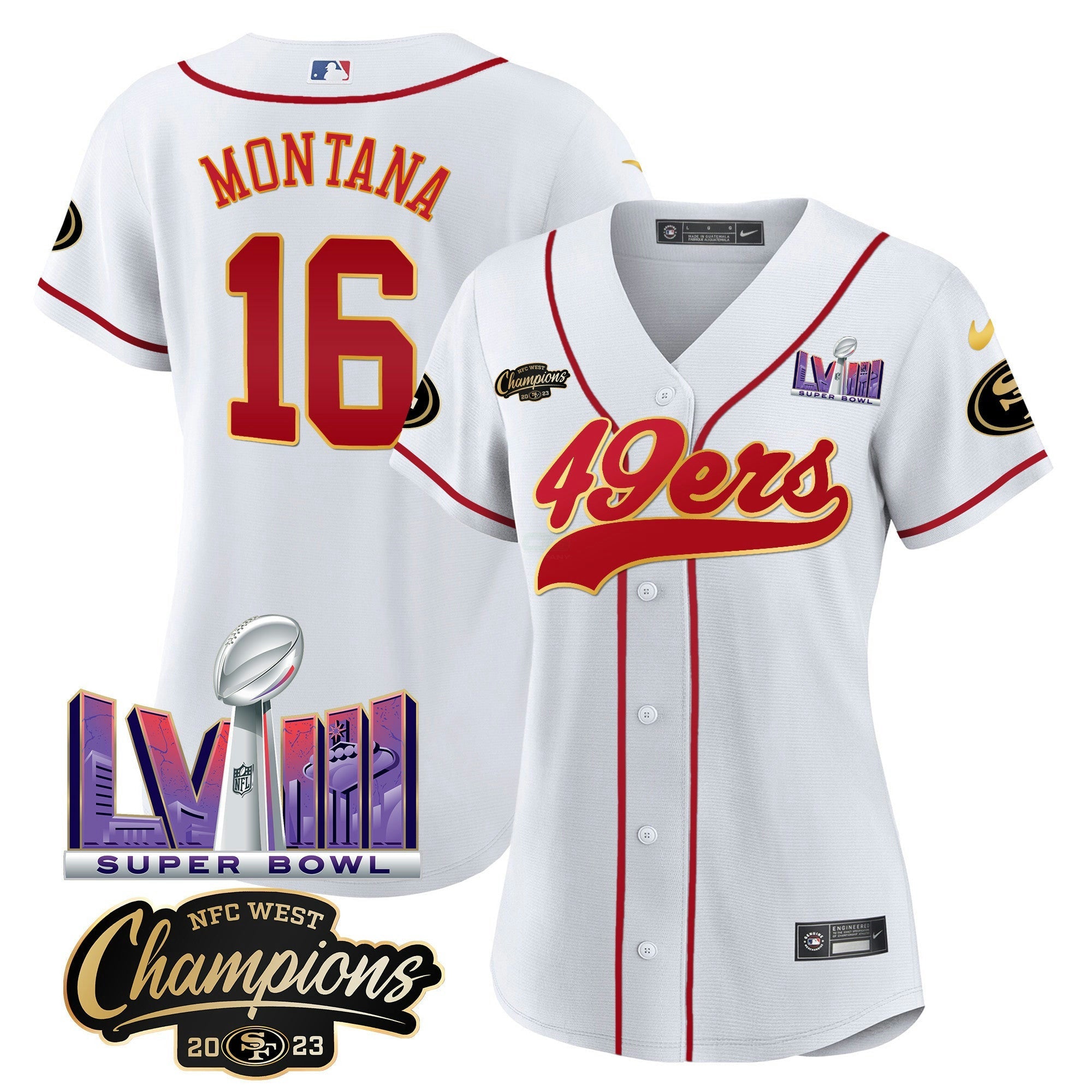 Camisa NFL Women’s NFC West Champions & Super Bowl LVIII Patch Jersey