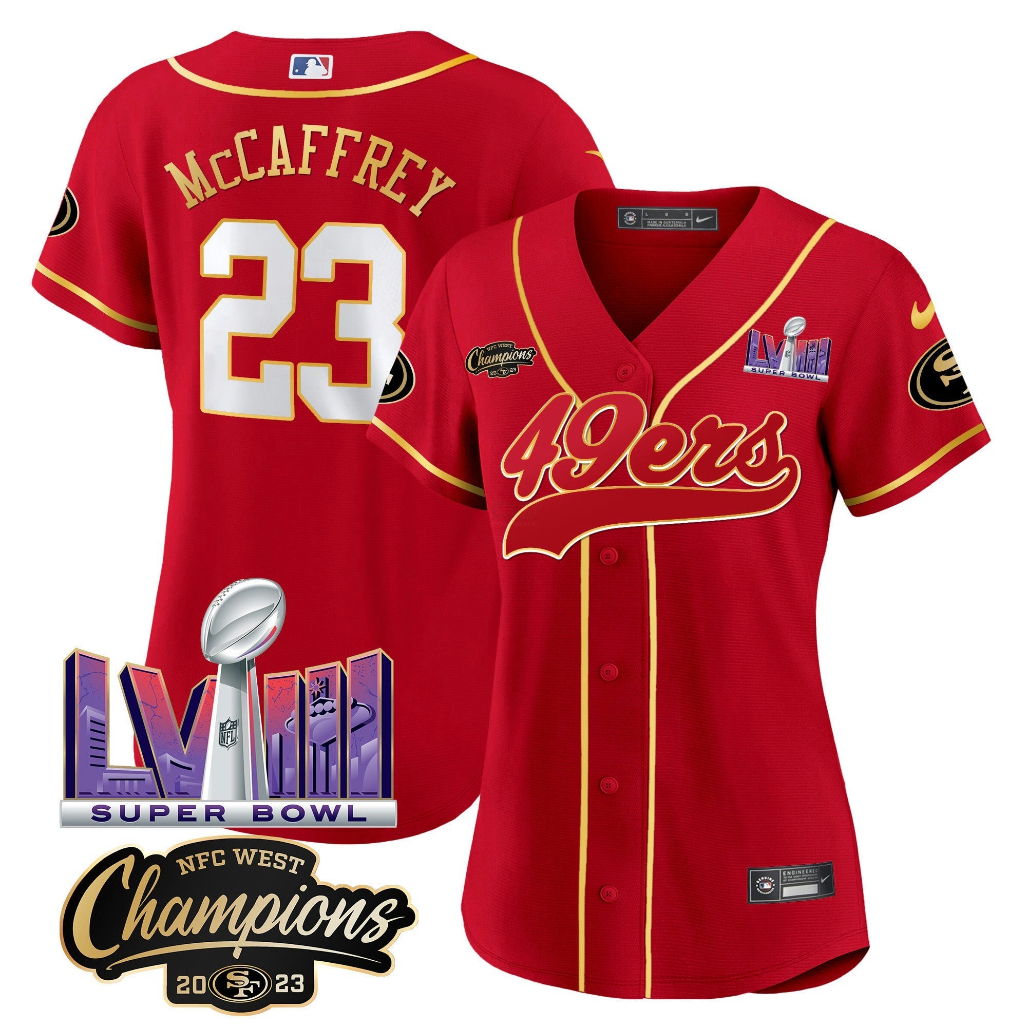 Camisa NFL Women’s NFC West Champions & Super Bowl LVIII Patch Jersey