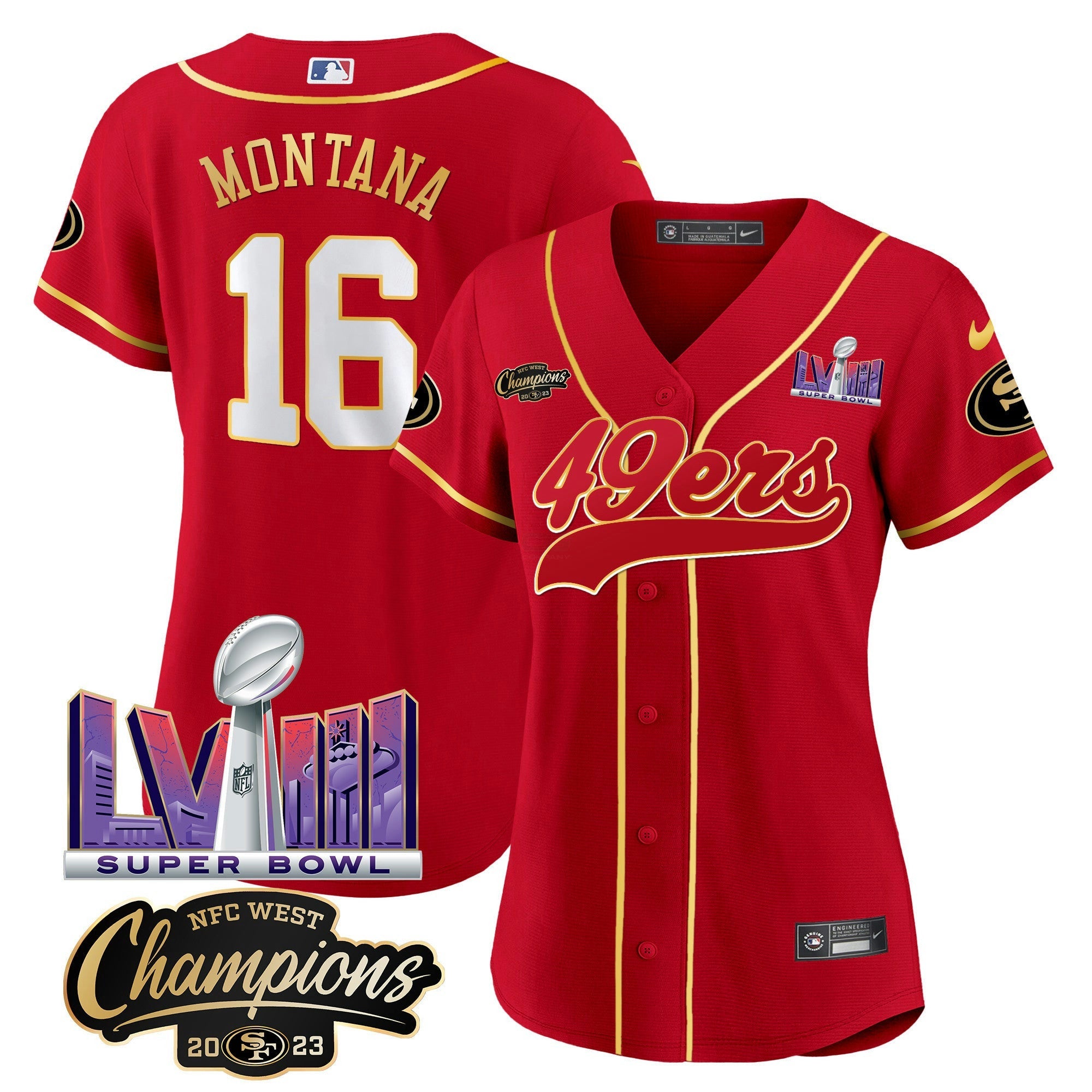 Camisa NFL Women’s NFC West Champions & Super Bowl LVIII Patch Jersey