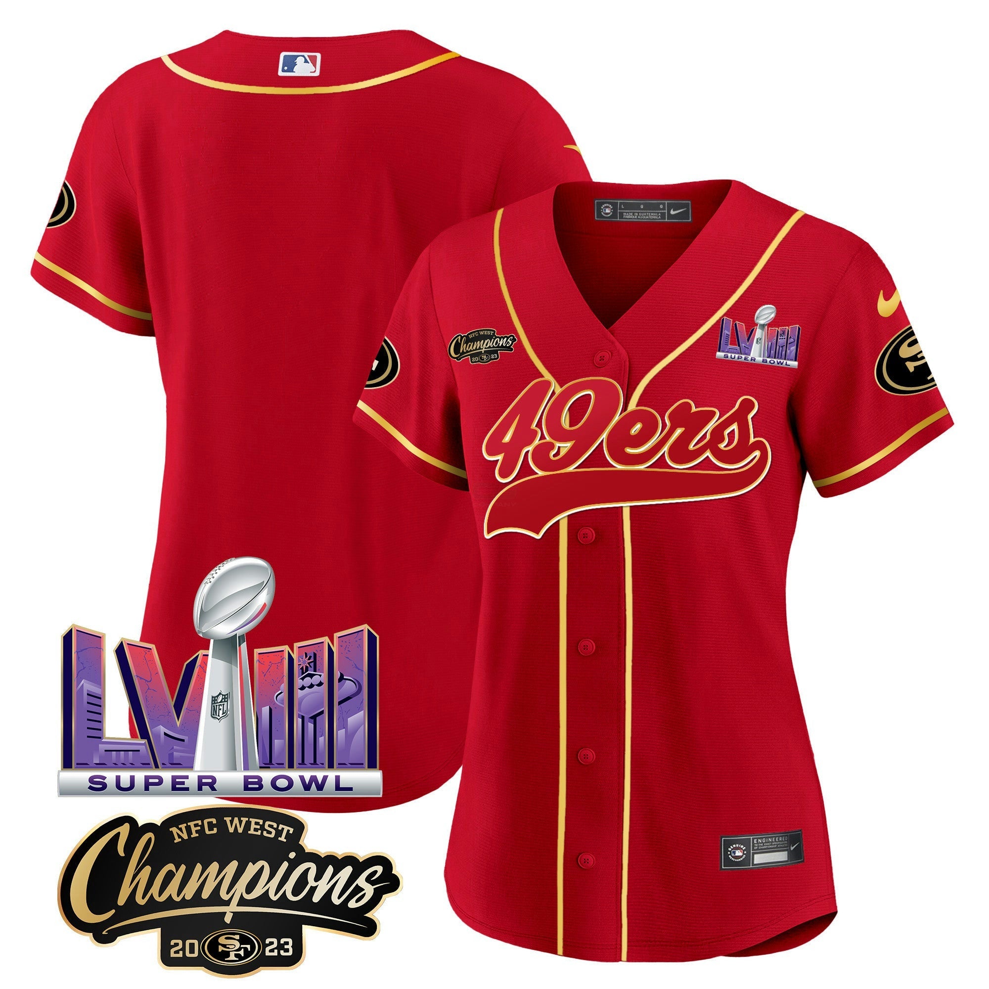 Camisa NFL Women’s NFC West Champions & Super Bowl LVIII Patch Jersey