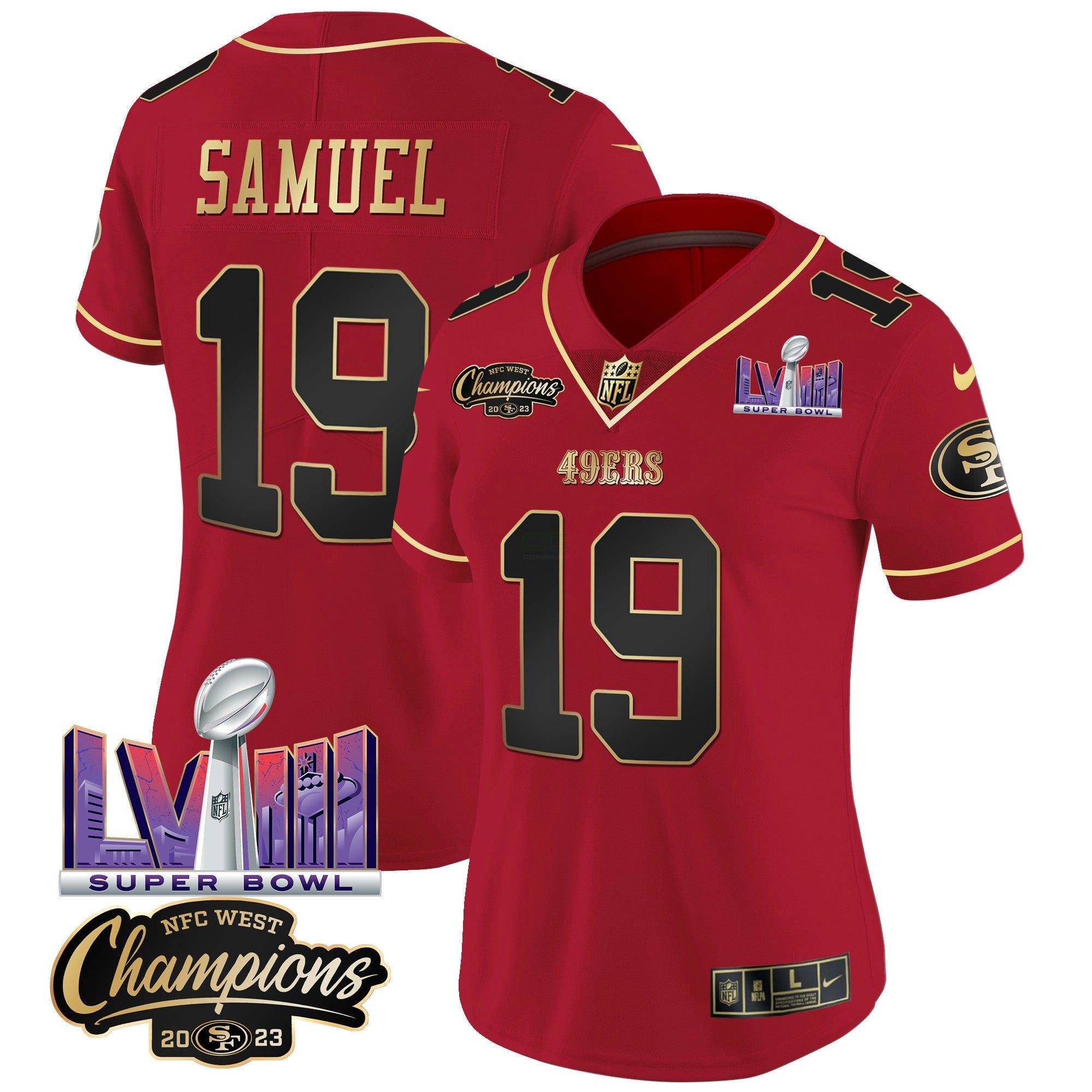 Camisa NFL Women’s NFC West Champions & Super Bowl LVIII Patch Vapor Jersey V2