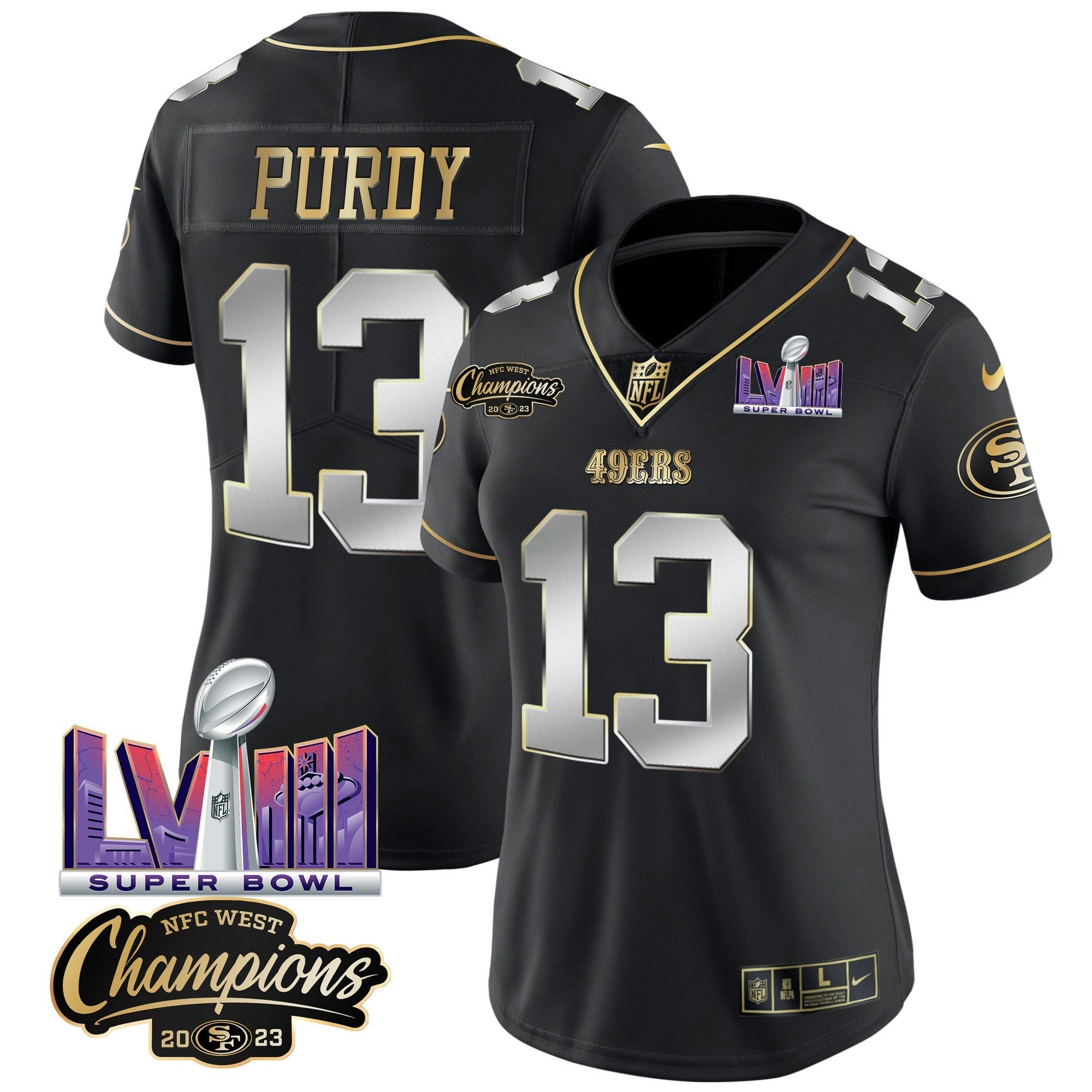 Camisa NFL Women’s NFC West Champions & Super Bowl LVIII Patch Vapor Jersey V2