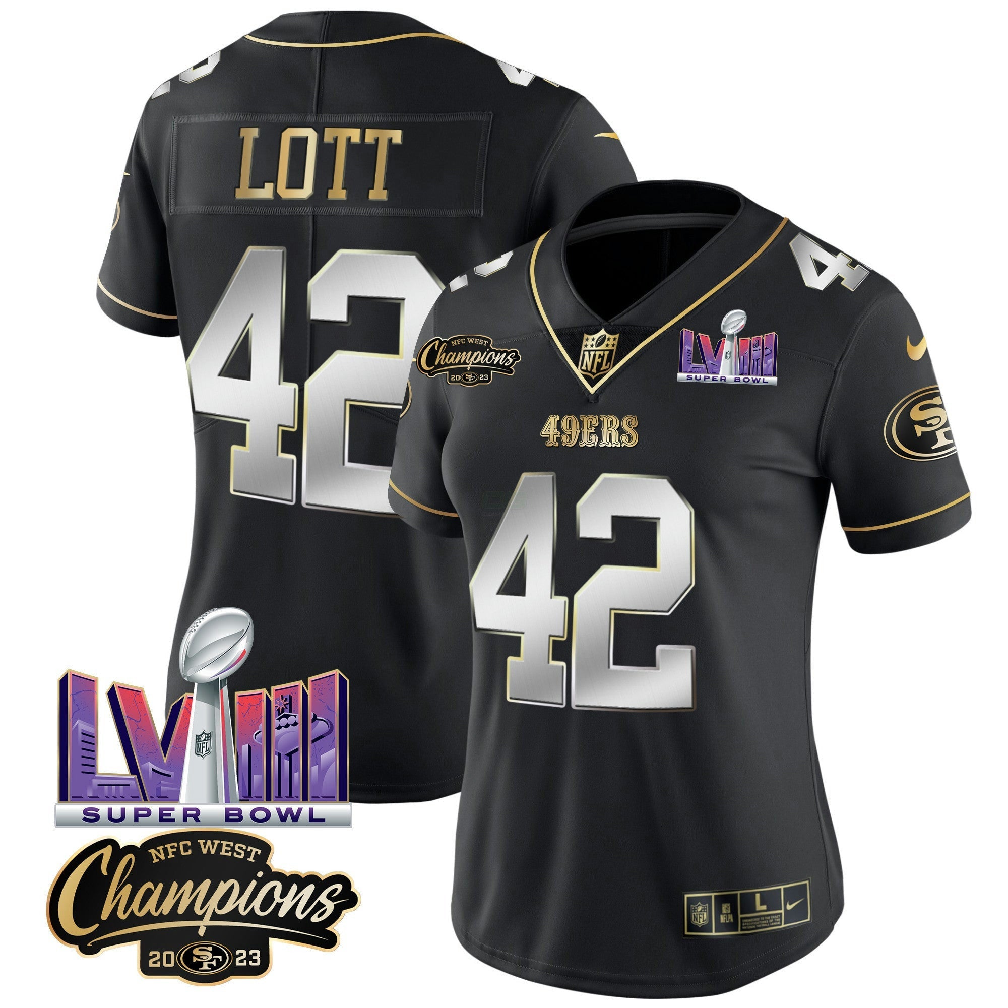 Camisa NFL Women’s NFC West Champions & Super Bowl LVIII Patch Vapor Jersey V2