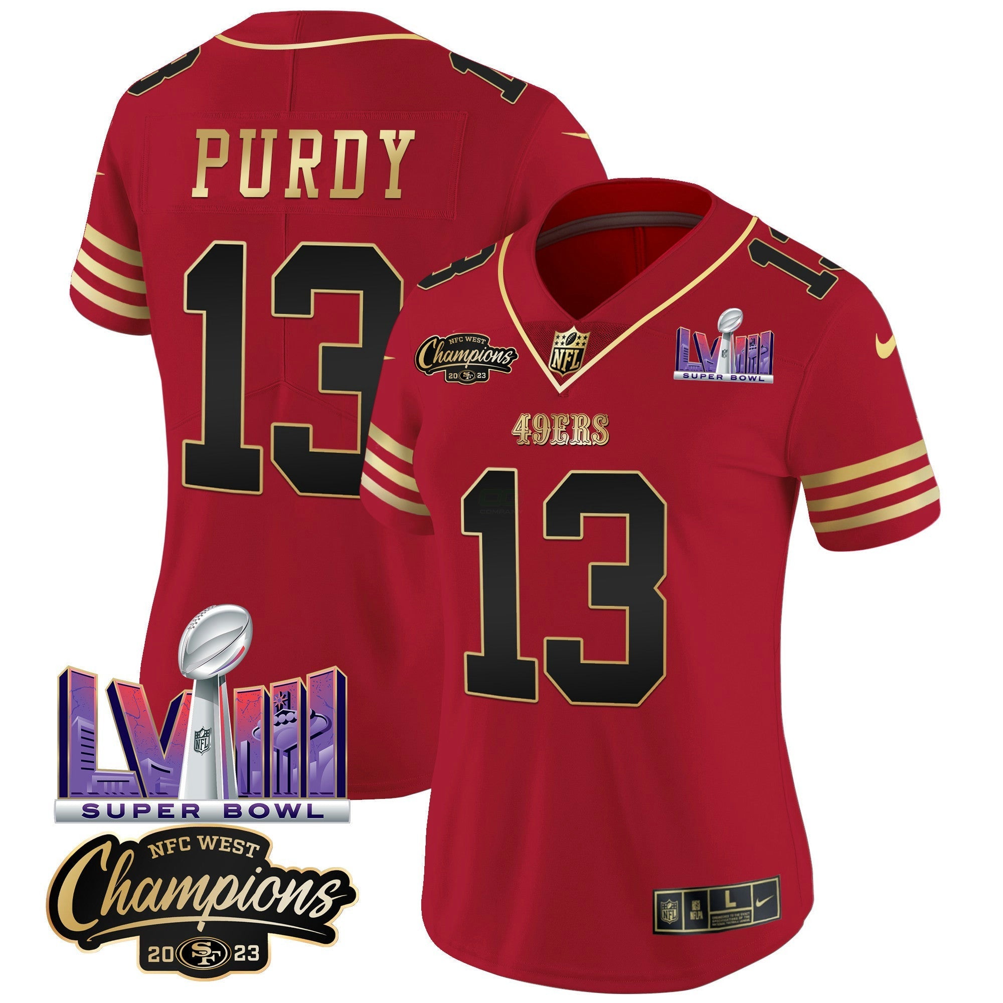 Camisa NFL Women’s NFC West Champions & Super Bowl LVIII Patch Vapor Jersey V2