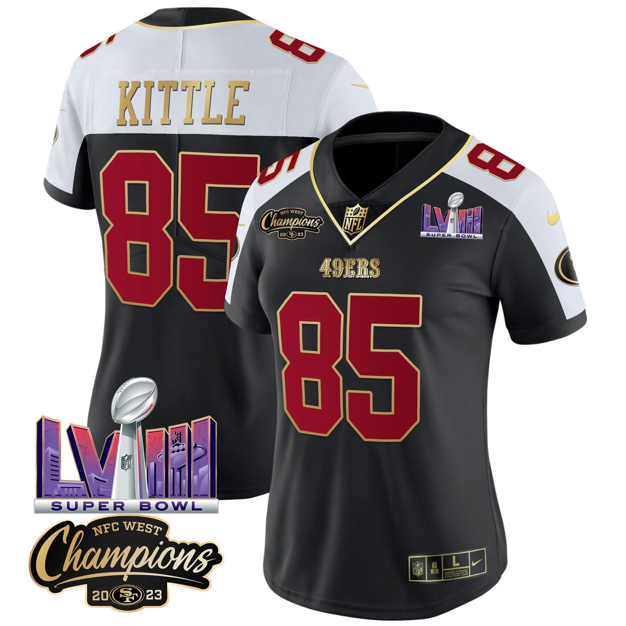 Camisa NFL Women’s NFC West Champions & Super Bowl LVIII Patch Vapor Jersey V2