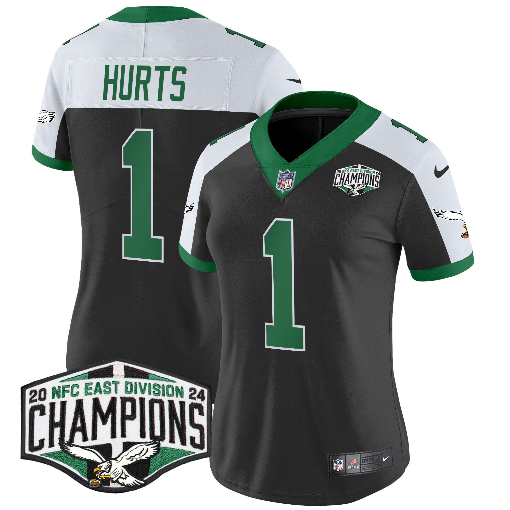 Camisa NFL Women’s Philadelphia Kelly Green 2024 NFC East Division Champions Vapor Limited Jersey