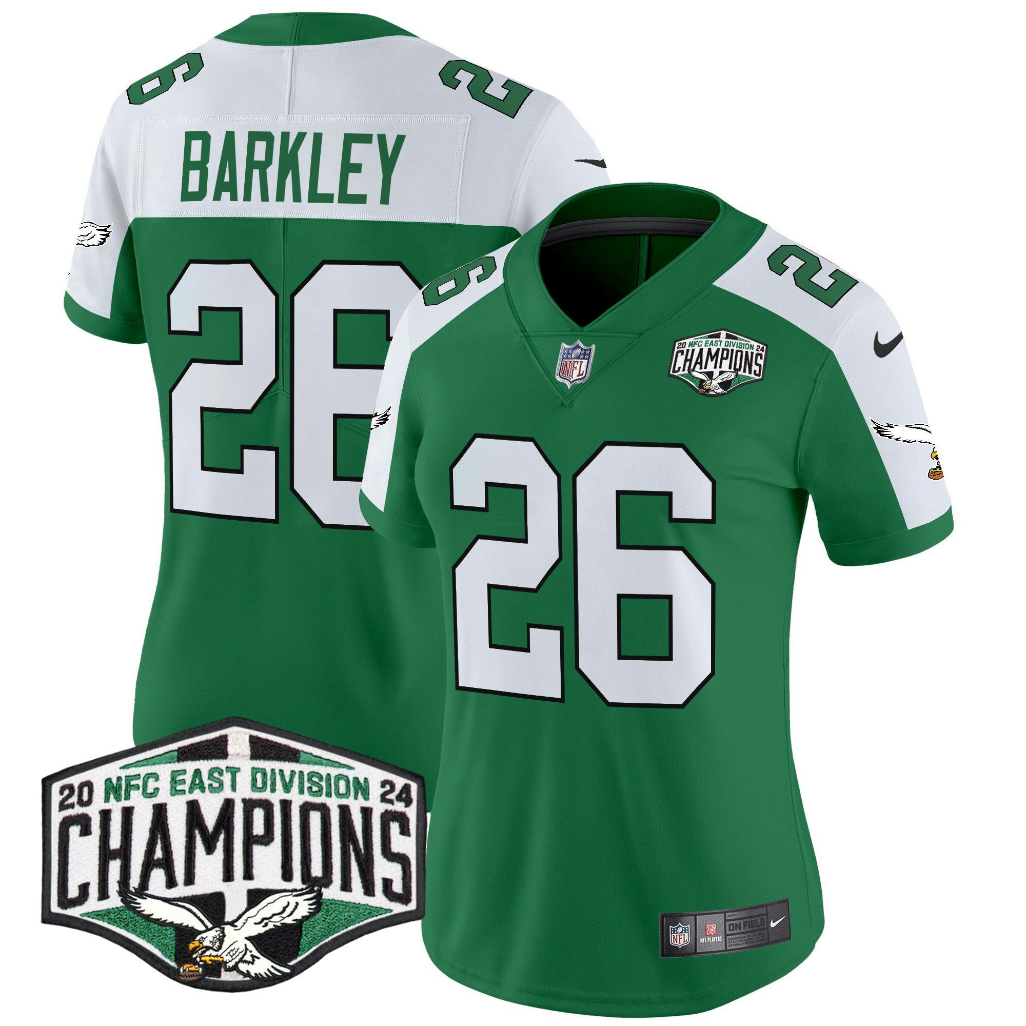 Camisa NFL Women’s Philadelphia Kelly Green 2024 NFC East Division Champions Vapor Limited Jersey
