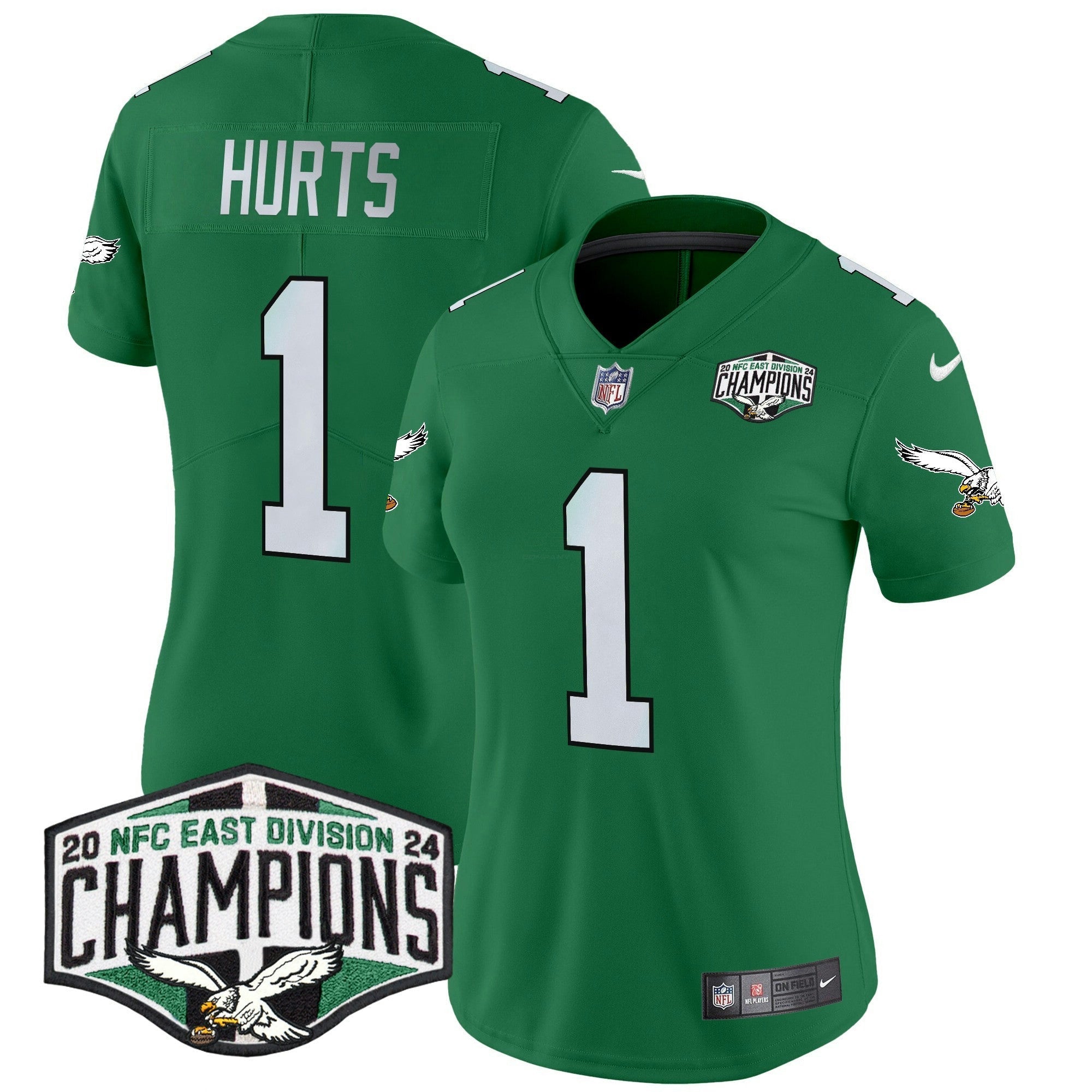 Camisa NFL Women’s Philadelphia Kelly Green 2024 NFC East Division Champions Vapor Limited Jersey