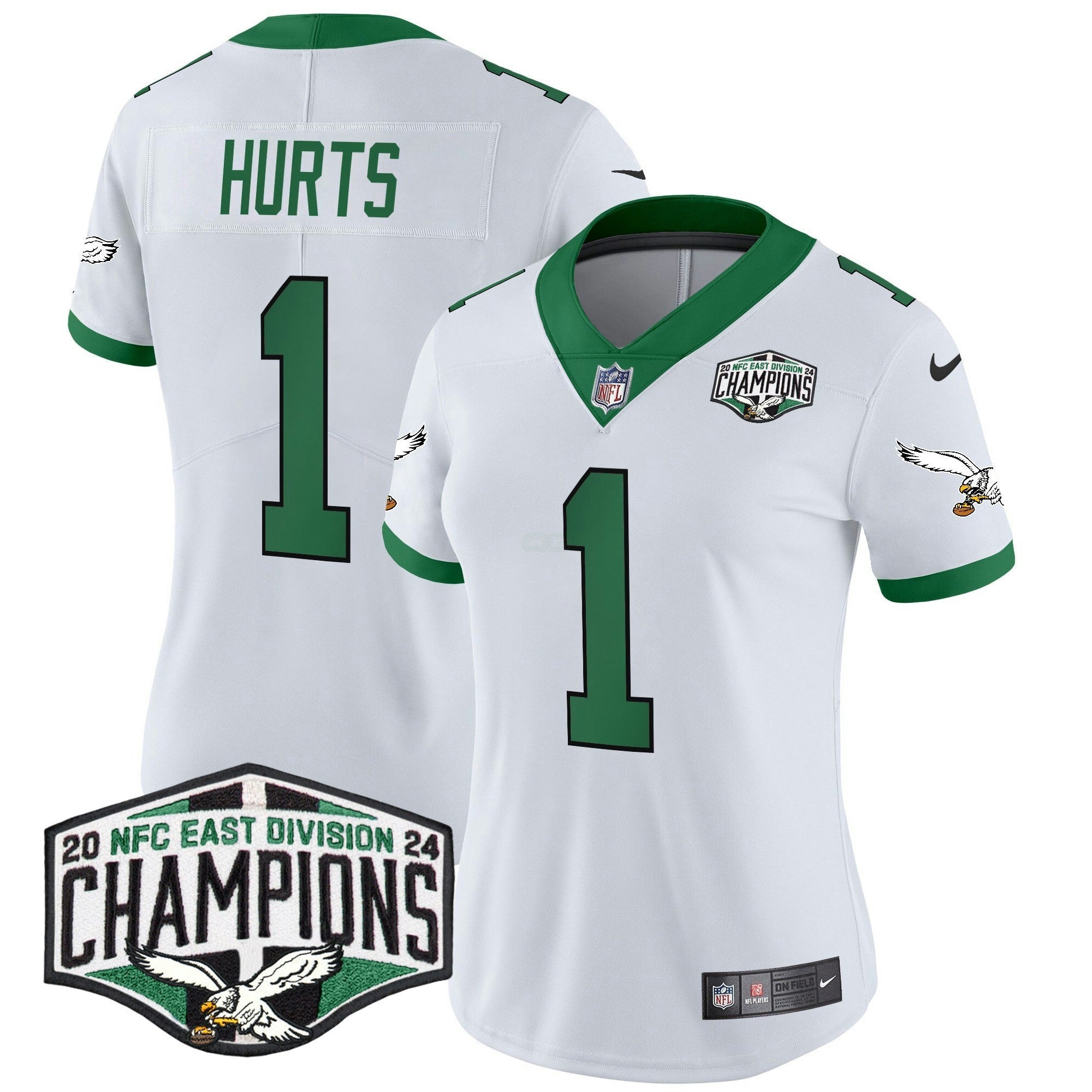 Camisa NFL Women’s Philadelphia Kelly Green 2024 NFC East Division Champions Vapor Limited Jersey