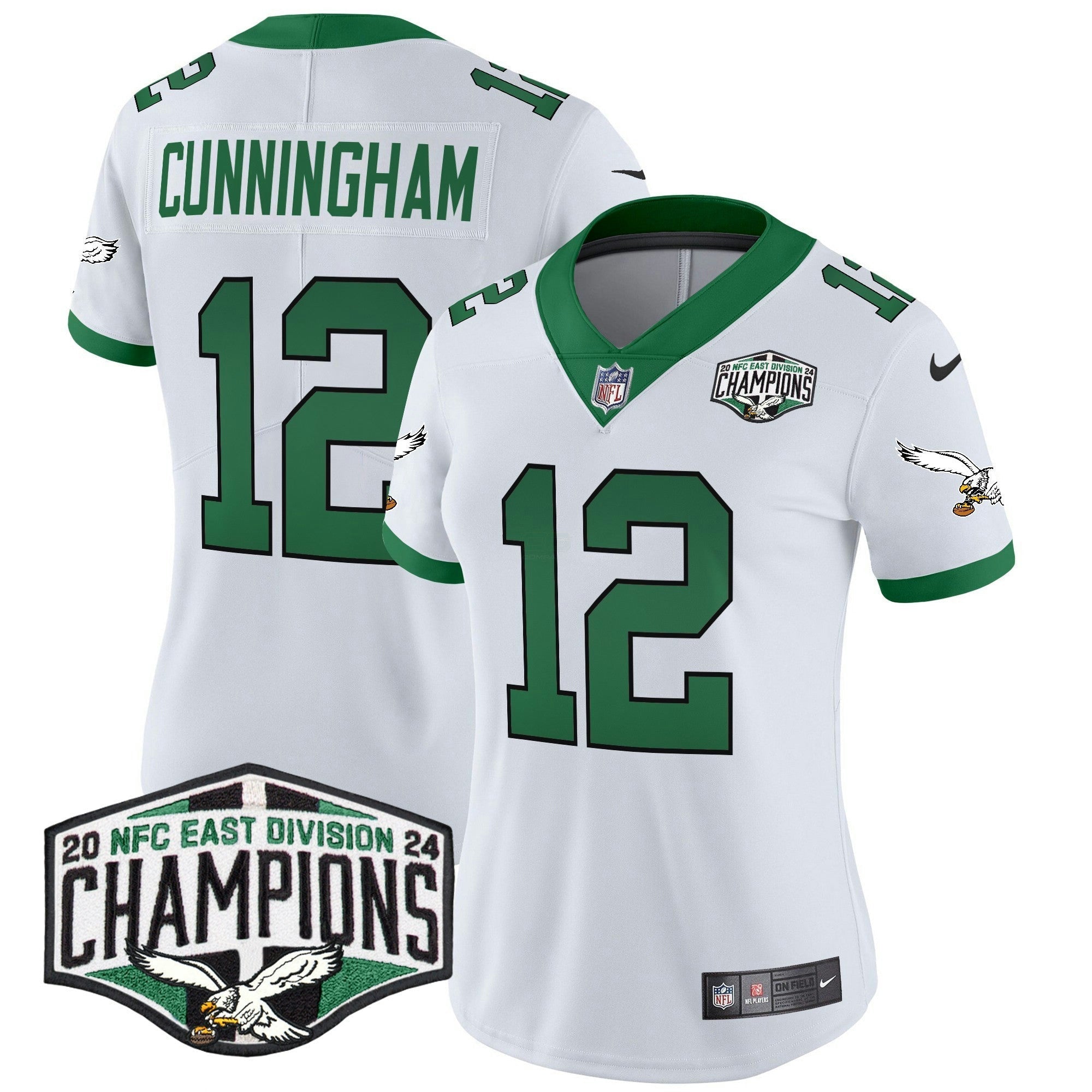 Camisa NFL Women’s Philadelphia Kelly Green 2024 NFC East Division Champions Vapor Limited Jersey