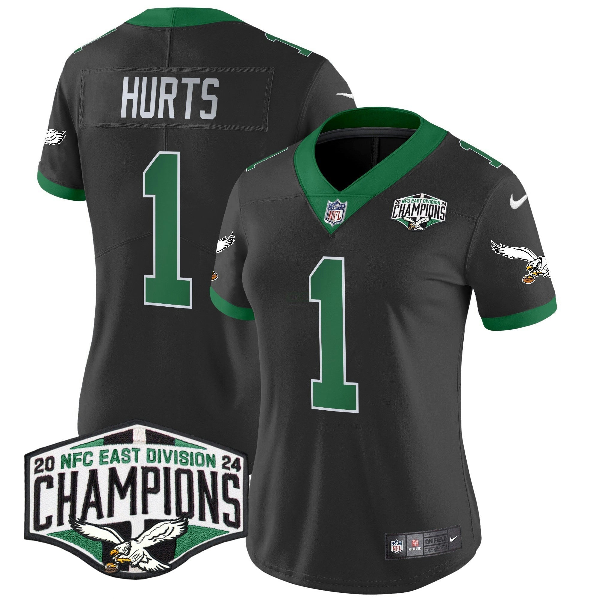 Camisa NFL Women’s Philadelphia Kelly Green 2024 NFC East Division Champions Vapor Limited Jersey
