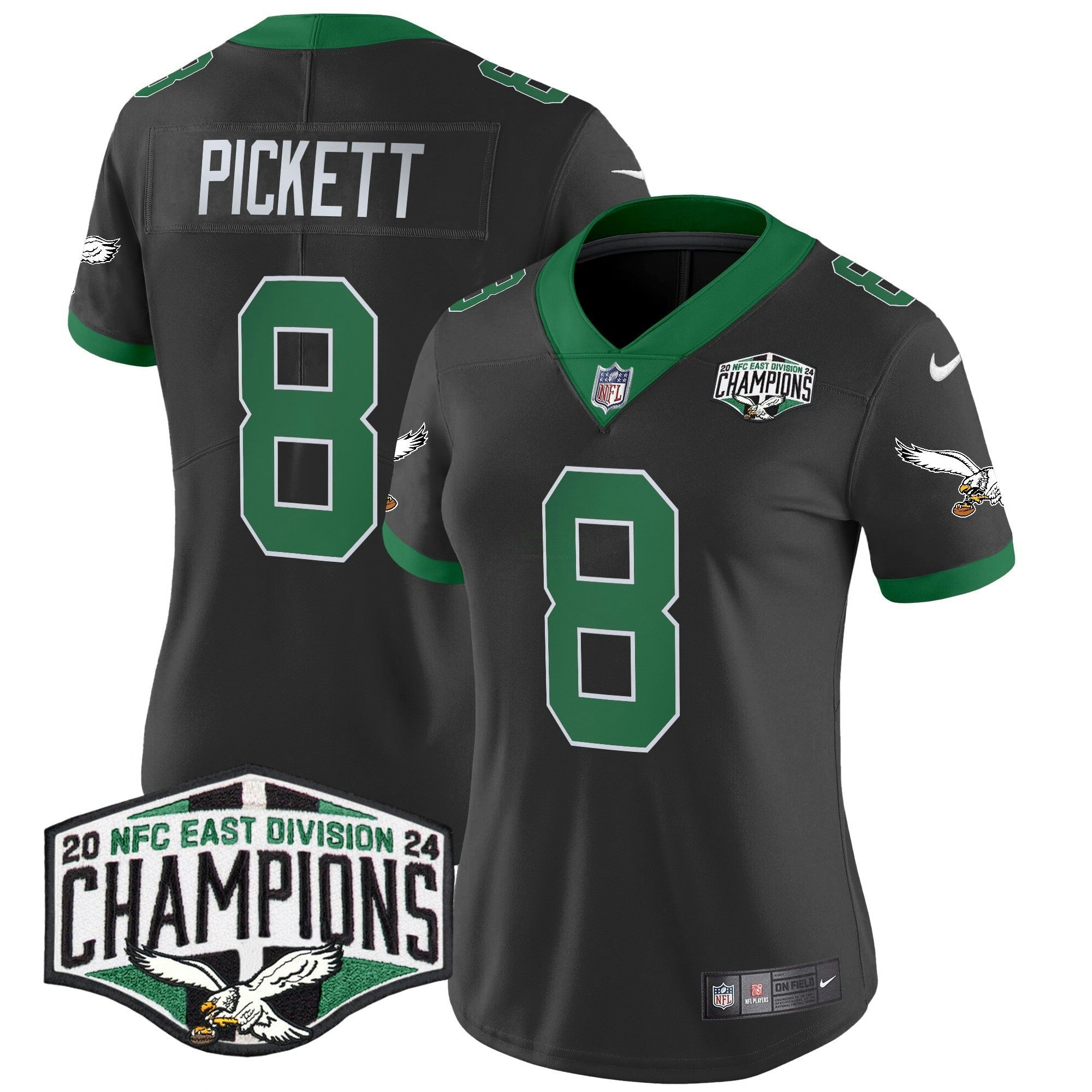 Camisa NFL Women’s Philadelphia Kelly Green 2024 NFC East Division Champions Vapor Limited Jersey