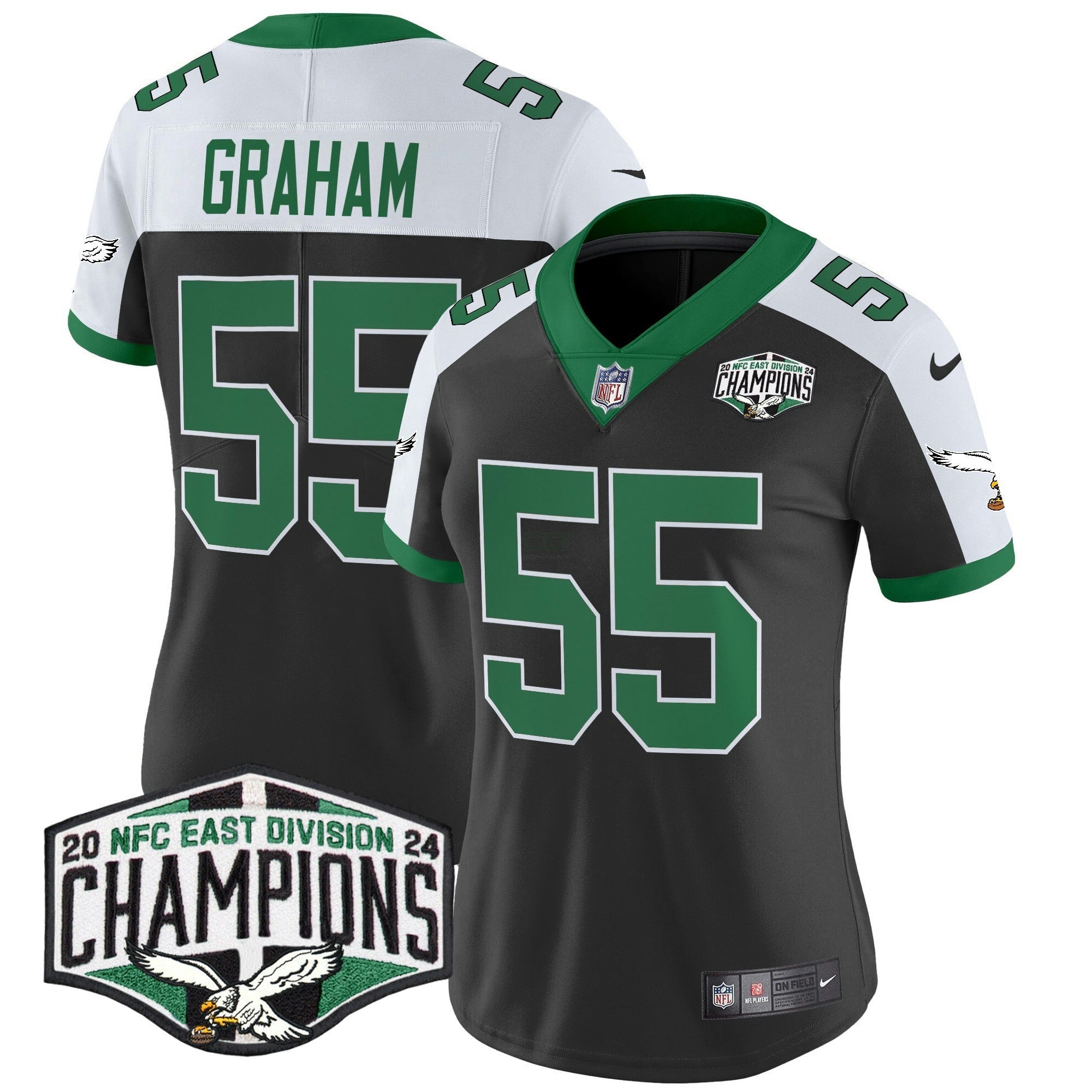 Camisa NFL Women’s Philadelphia Kelly Green 2024 NFC East Division Champions Vapor Limited Jersey