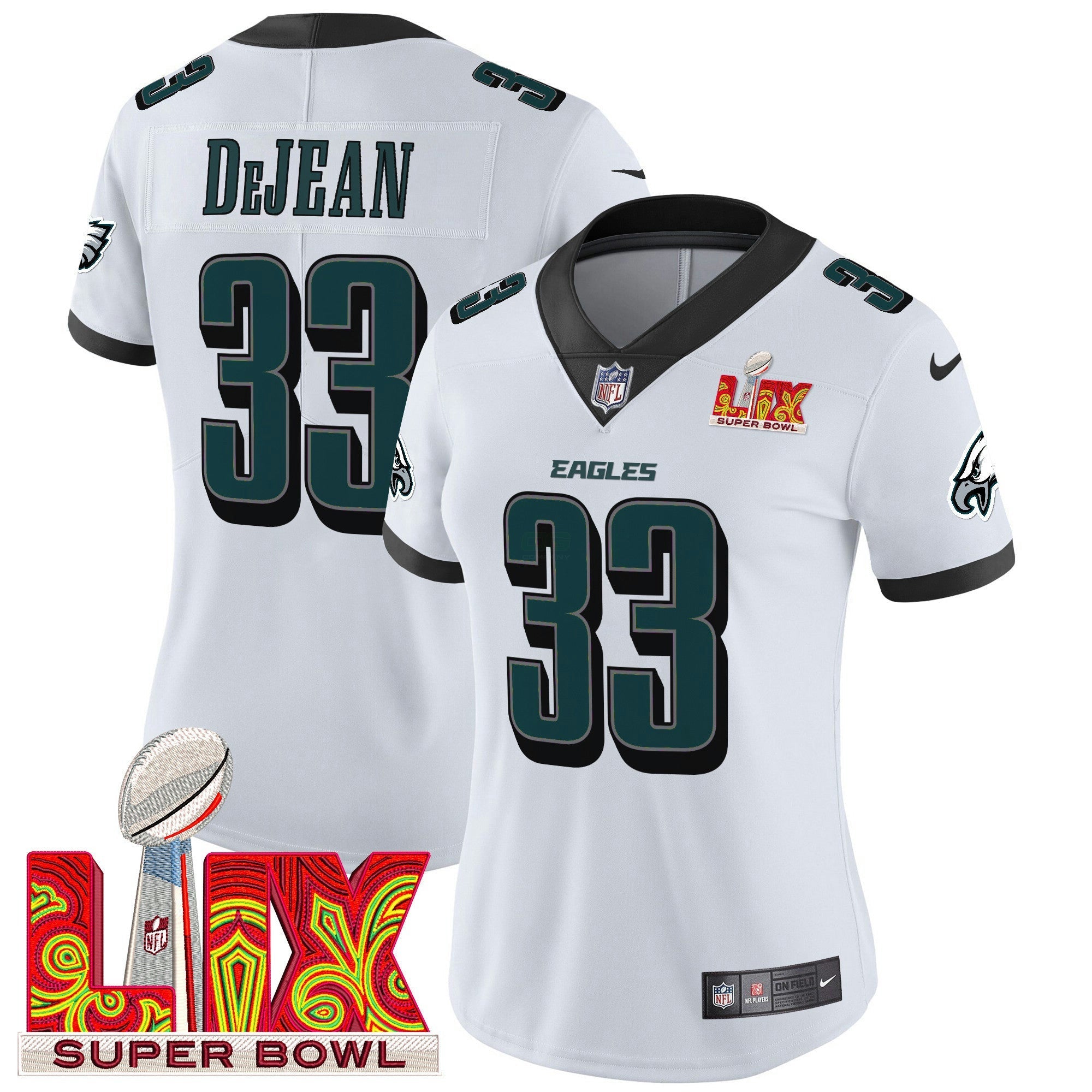 Camisa NFL Women’s Philadelphia Super Bowl LIX Patch Vapor Limited Jersey