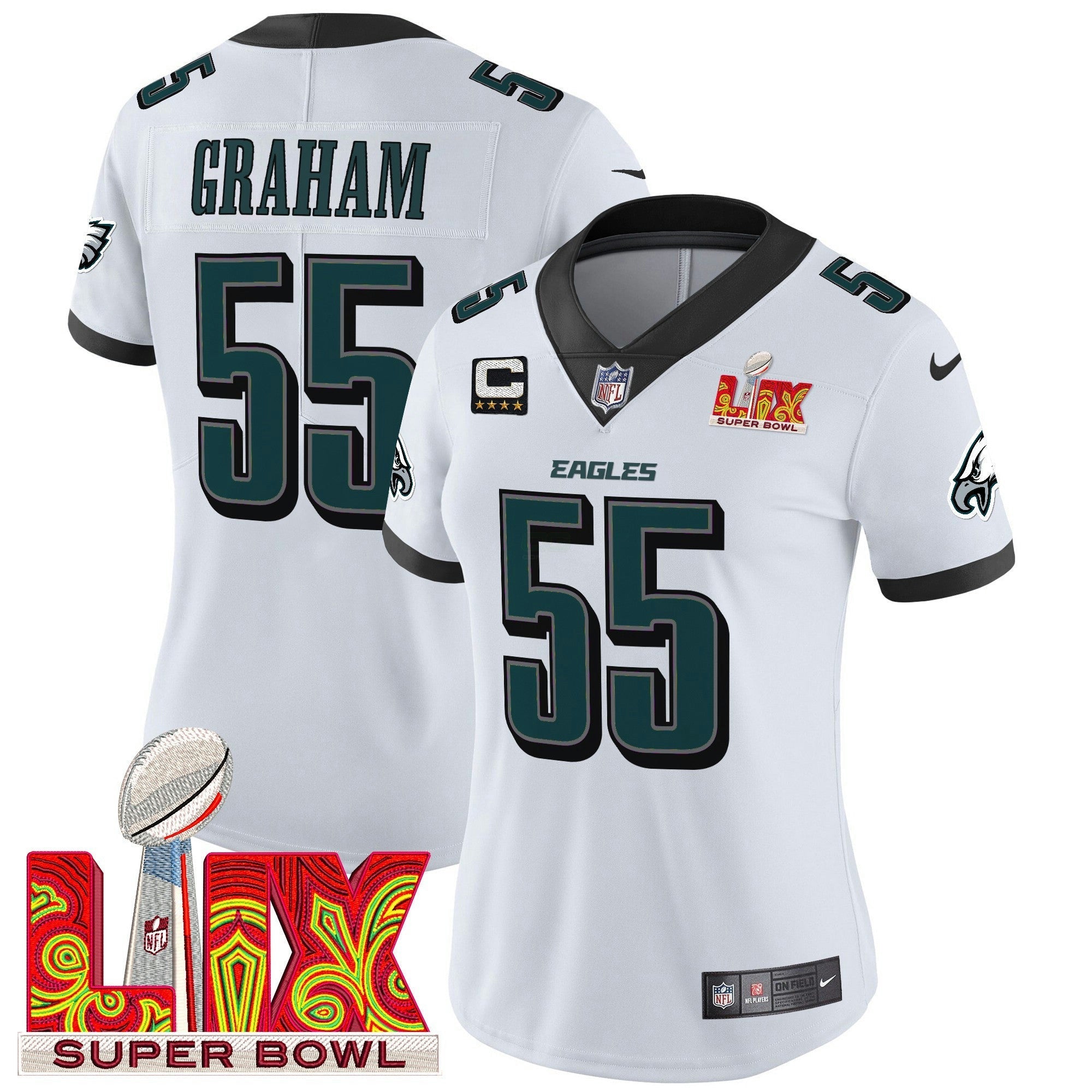 Camisa NFL Women’s Philadelphia Super Bowl LIX Patch Vapor Limited Jersey