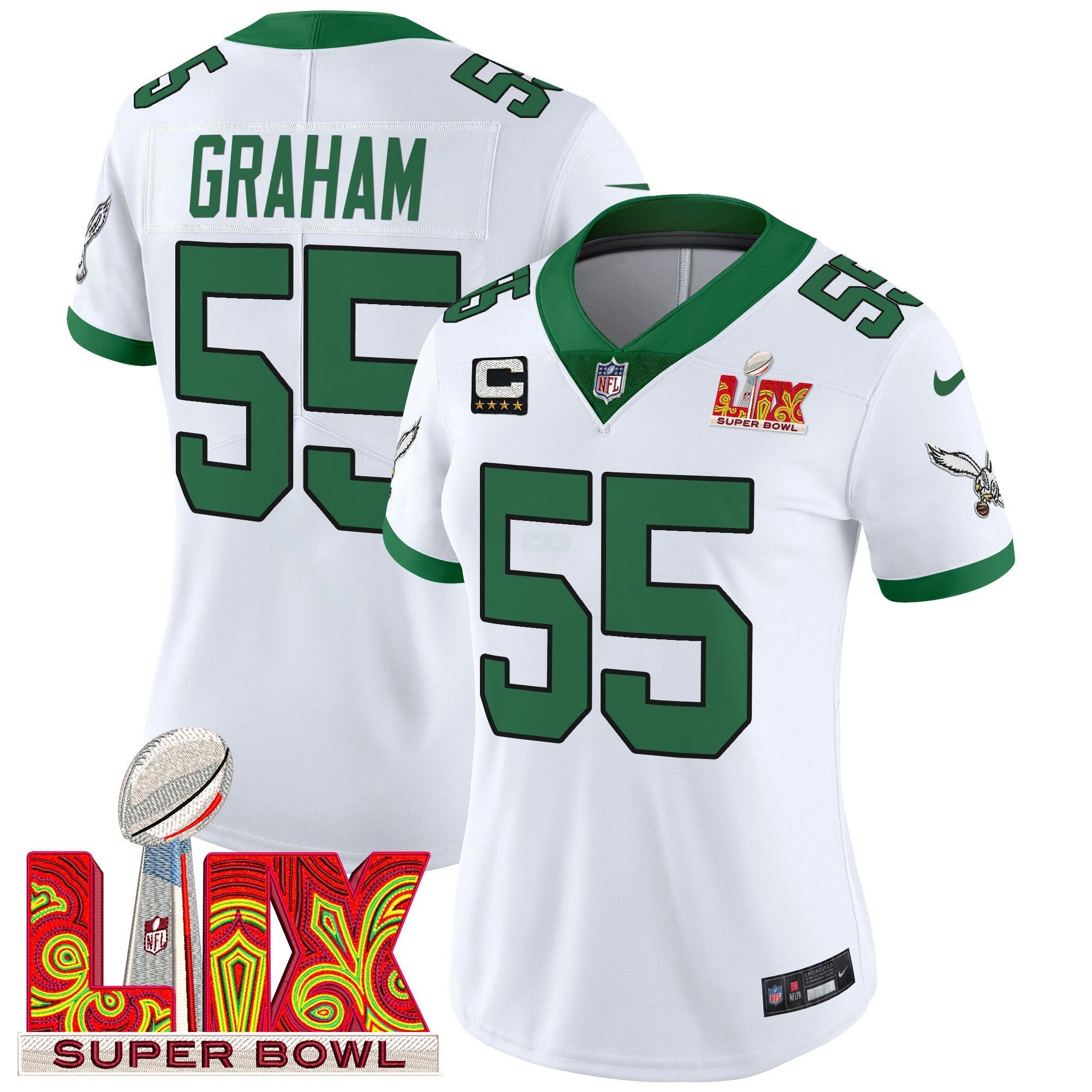 Camisa NFL Women’s Philadelphia Super Bowl LIX Patch Vapor Limited Jersey