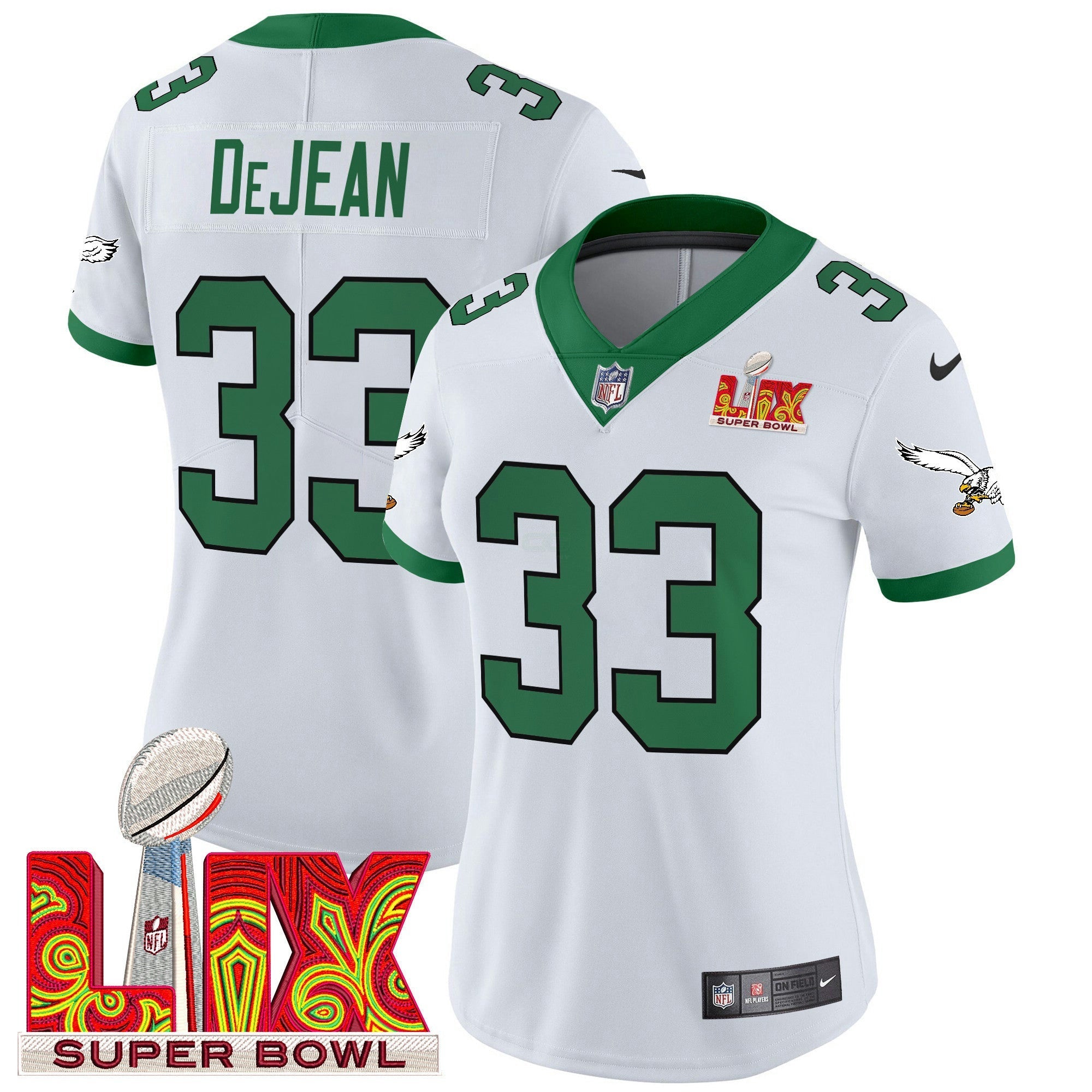 Camisa NFL Women’s Philadelphia Super Bowl LIX Patch Vapor Limited Jersey