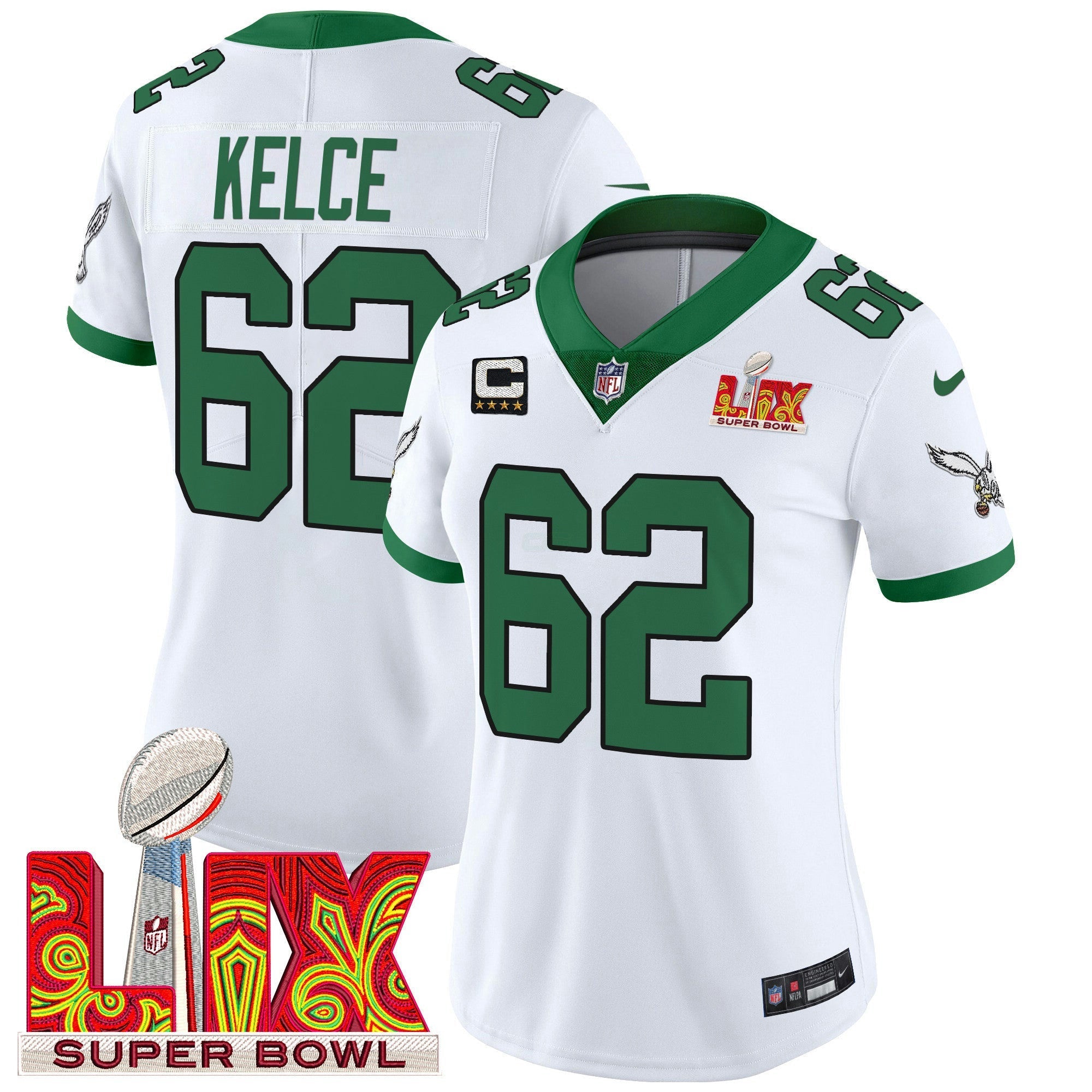 Camisa NFL Women’s Philadelphia Super Bowl LIX Patch Vapor Limited Jersey