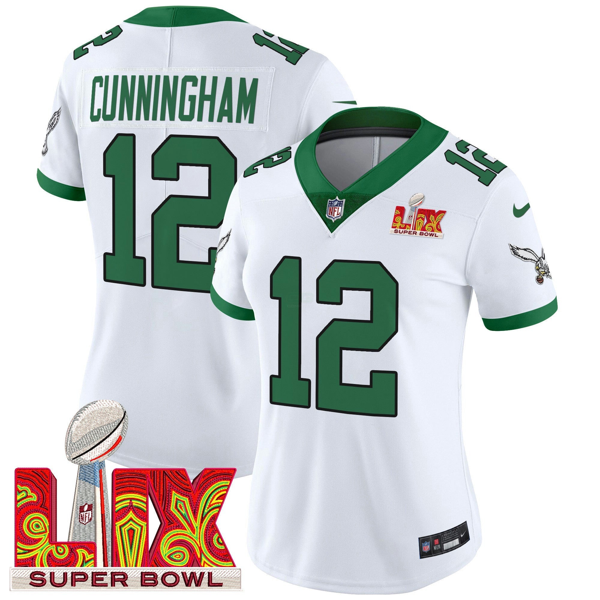 Camisa NFL Women’s Philadelphia Super Bowl LIX Patch Vapor Limited Jersey