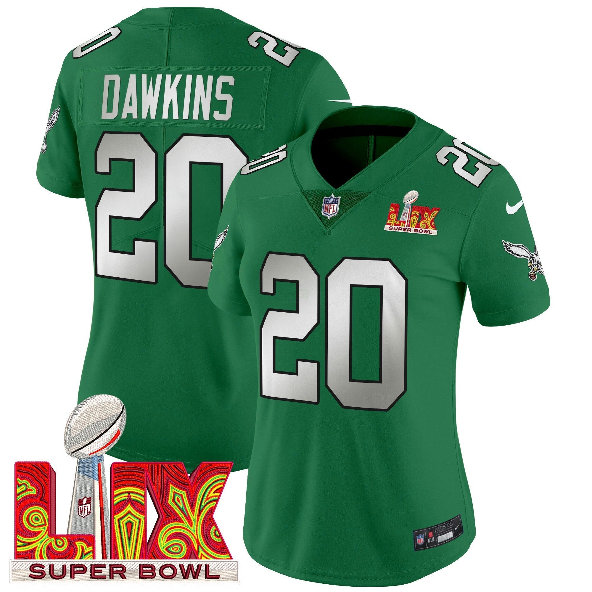 Camisa NFL Women’s Philadelphia Super Bowl LIX Patch Vapor Limited Jersey