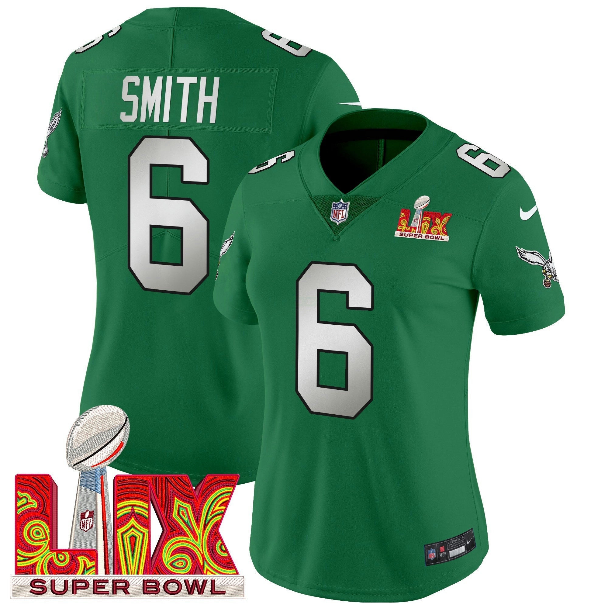 Camisa NFL Women’s Philadelphia Super Bowl LIX Patch Vapor Limited Jersey