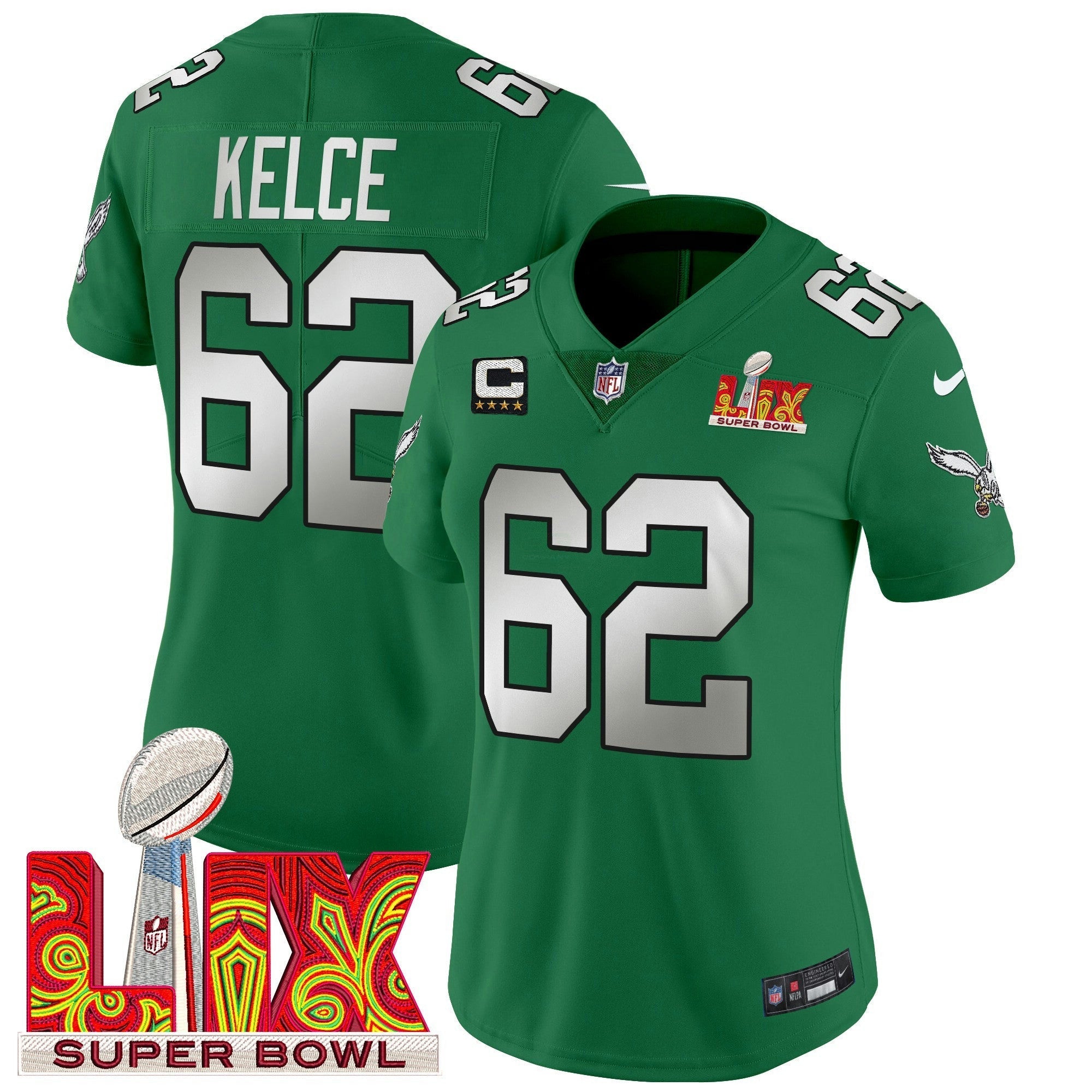 Camisa NFL Women’s Philadelphia Super Bowl LIX Patch Vapor Limited Jersey