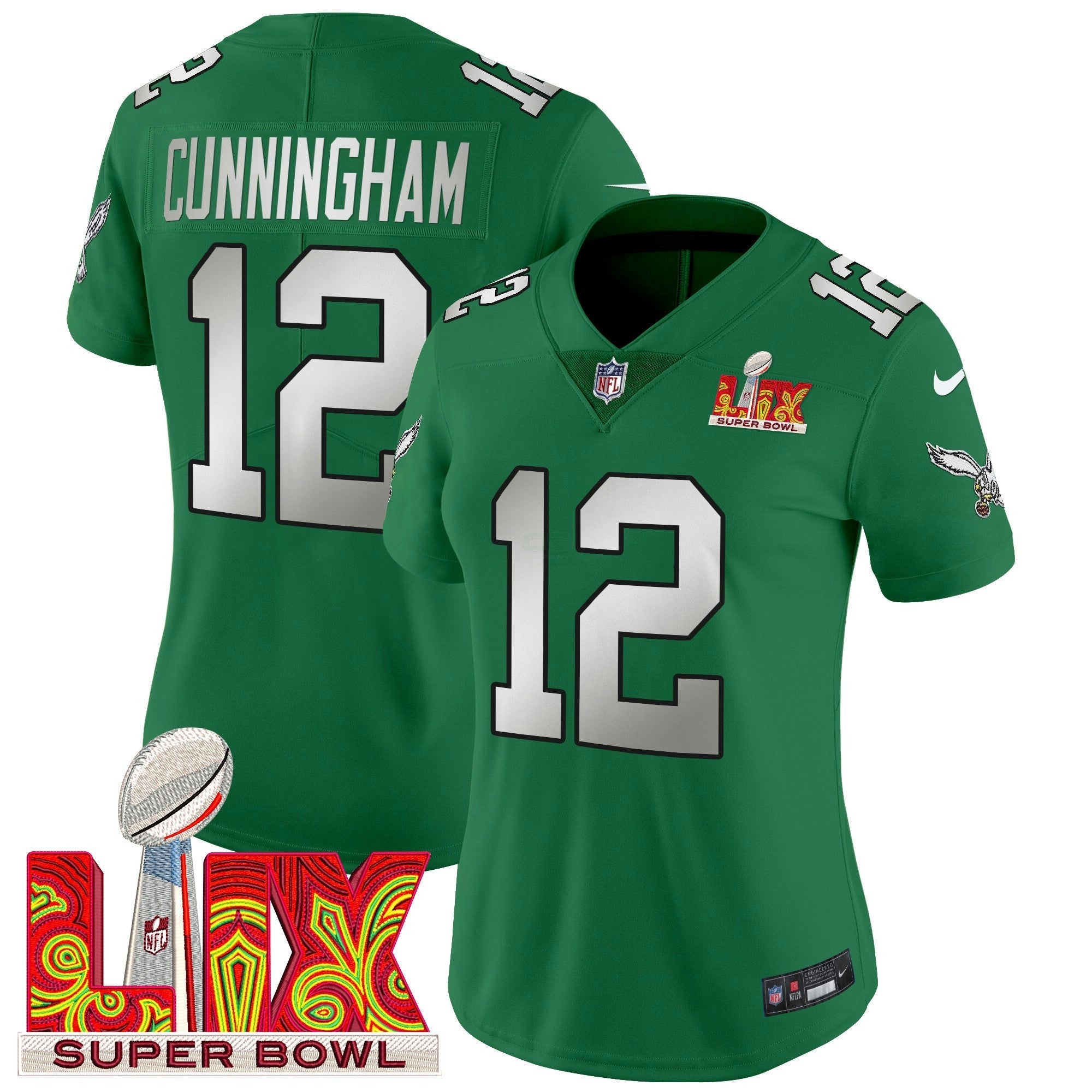 Camisa NFL Women’s Philadelphia Super Bowl LIX Patch Vapor Limited Jersey