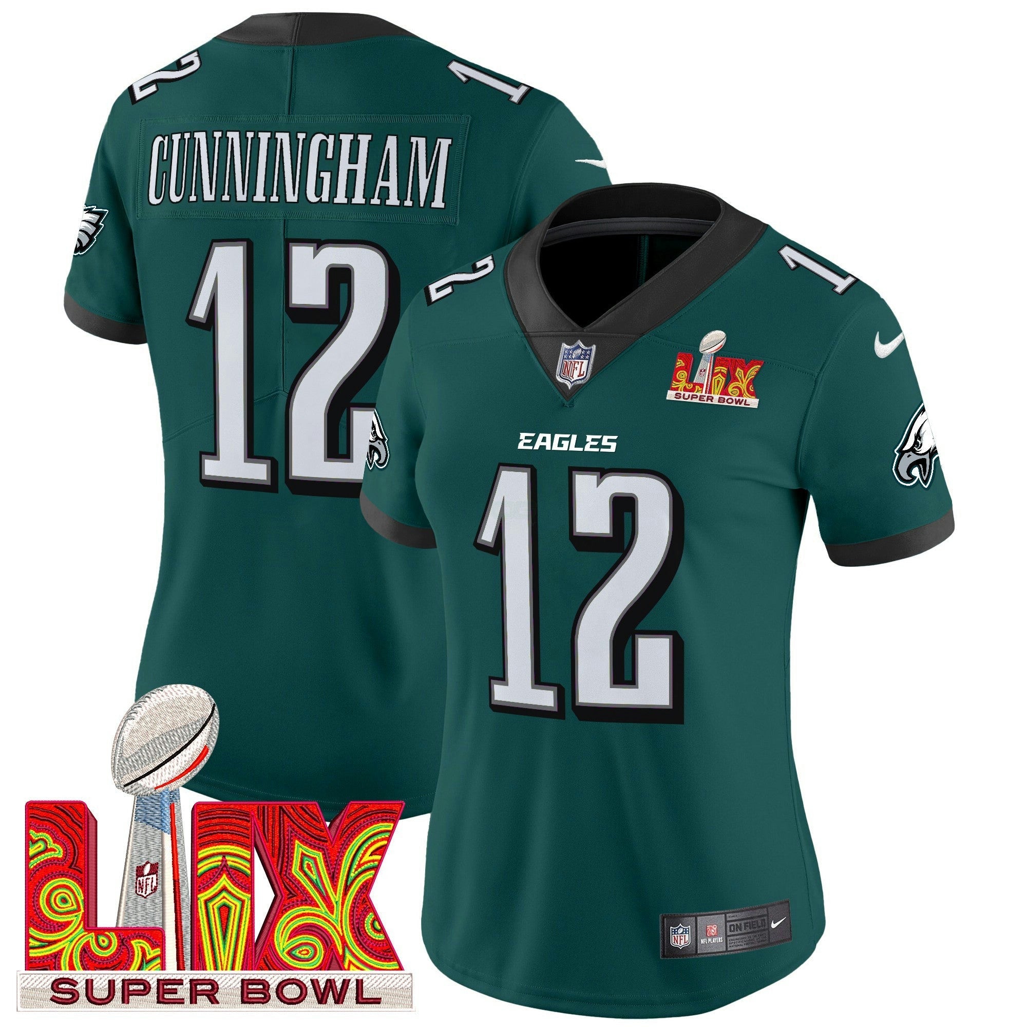 Camisa NFL Women’s Philadelphia Super Bowl LIX Patch Vapor Limited Jersey